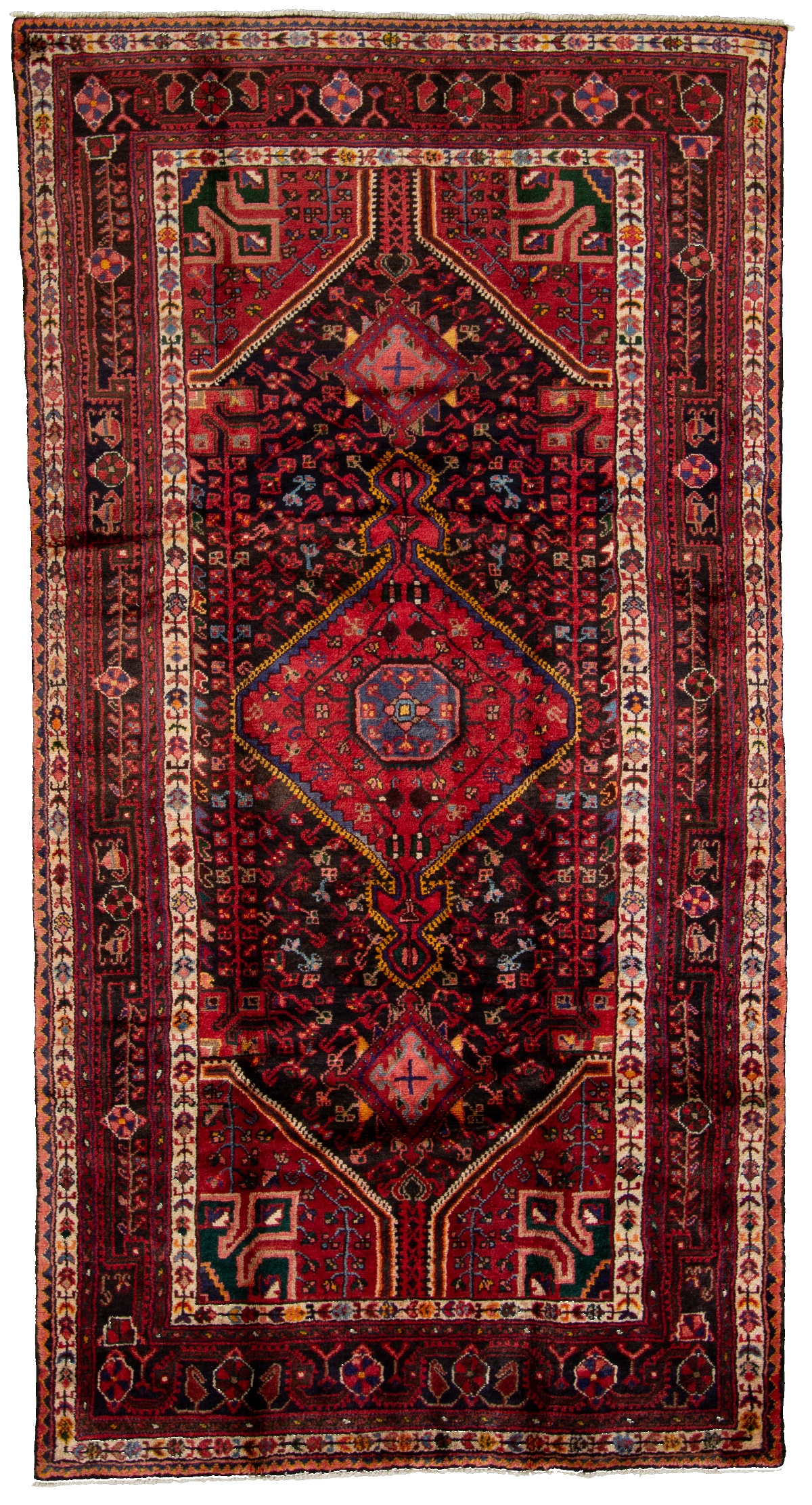 Hand-knotted Hamadan  Wool Rug 4'6" x 8'9"  Size: 4'6" x 8'9"  