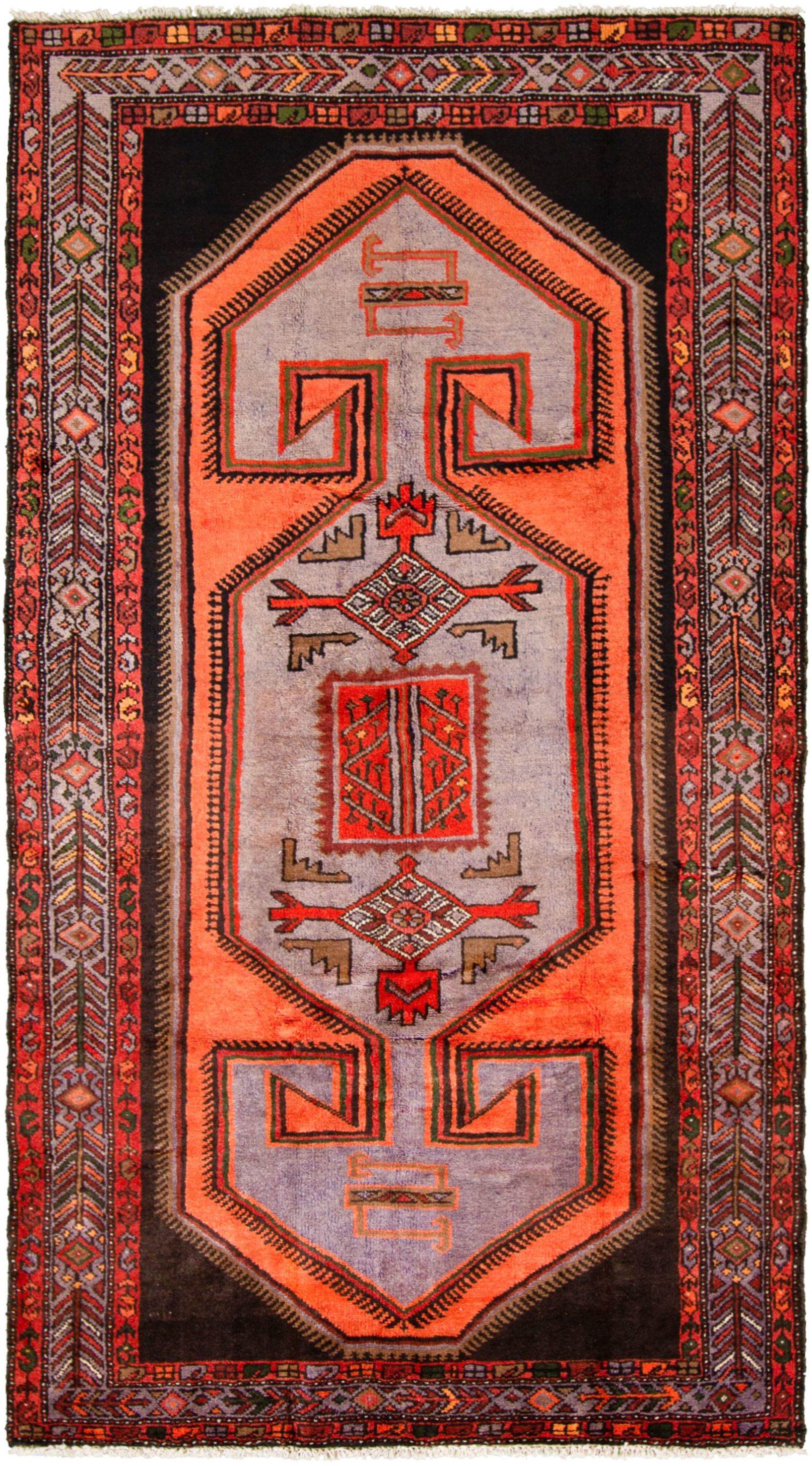 Hand-knotted Hamadan  Wool Rug 4'5" x 8'4" Size: 4'5" x 8'4"  