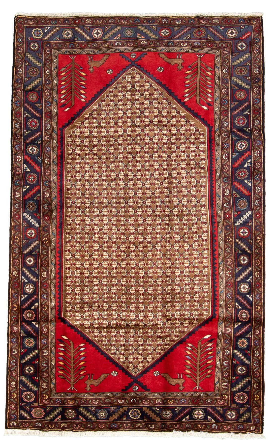 Hand-knotted Hamadan  Wool Rug 4'3" x 7'1" Size: 4'3" x 7'1"  