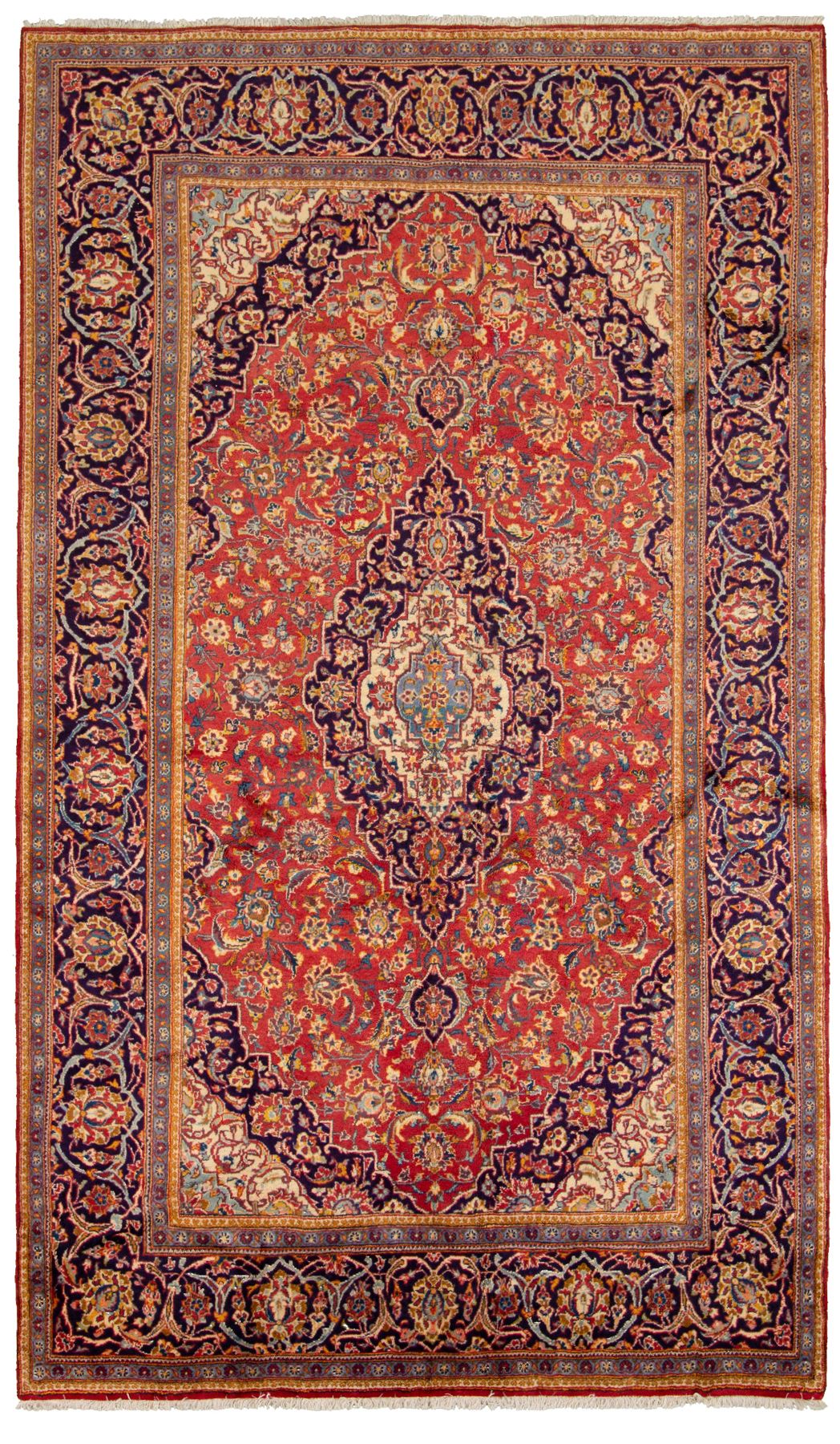 Hand-knotted Kashan  Wool Rug 6'4" x 10'11" Size: 6'4" x 10'11"  