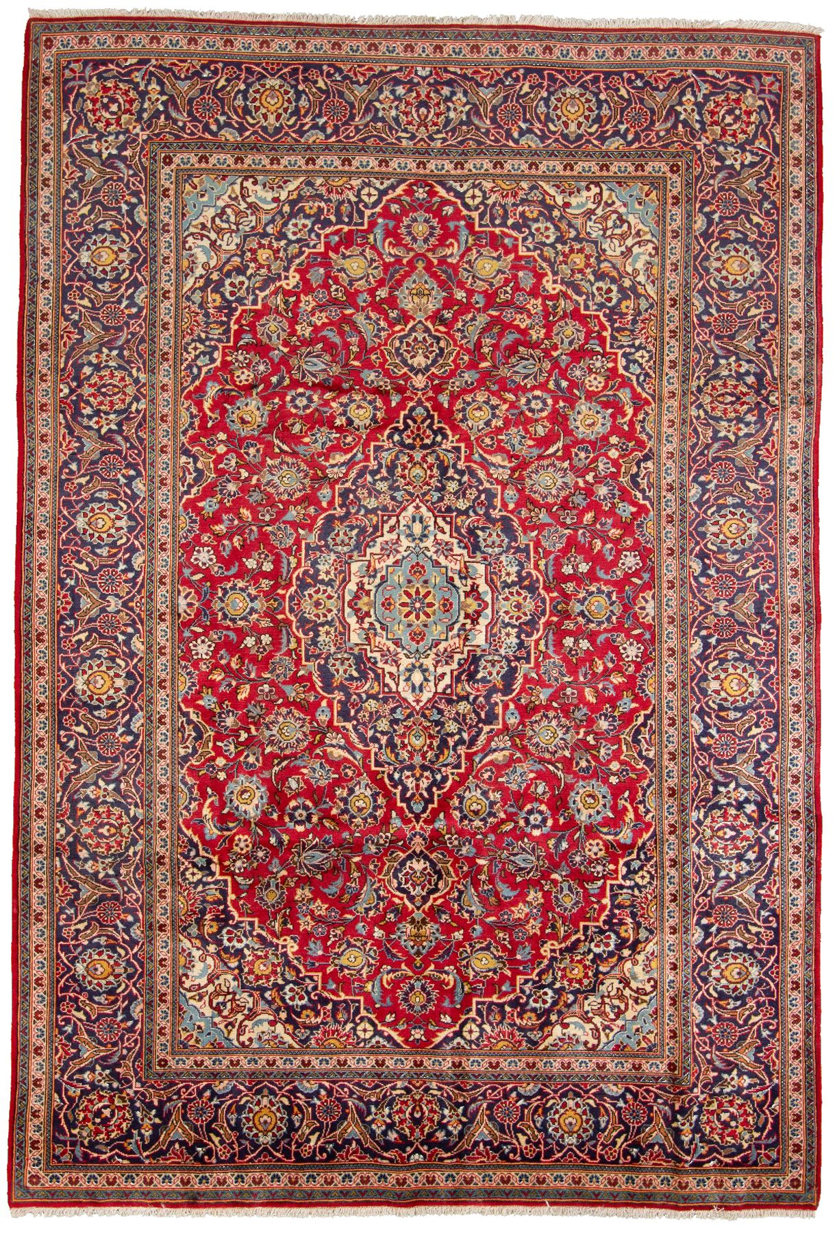 Hand-knotted Kashan  Wool Rug 6'6" x 9'6" Size: 6'6" x 9'6"  