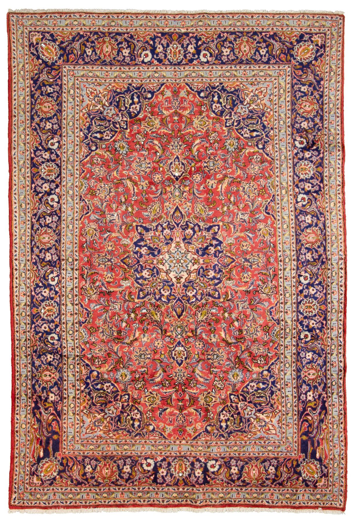 Hand-knotted Kashan  Wool Rug 6'4" x 9'3" Size: 6'4" x 9'3"  