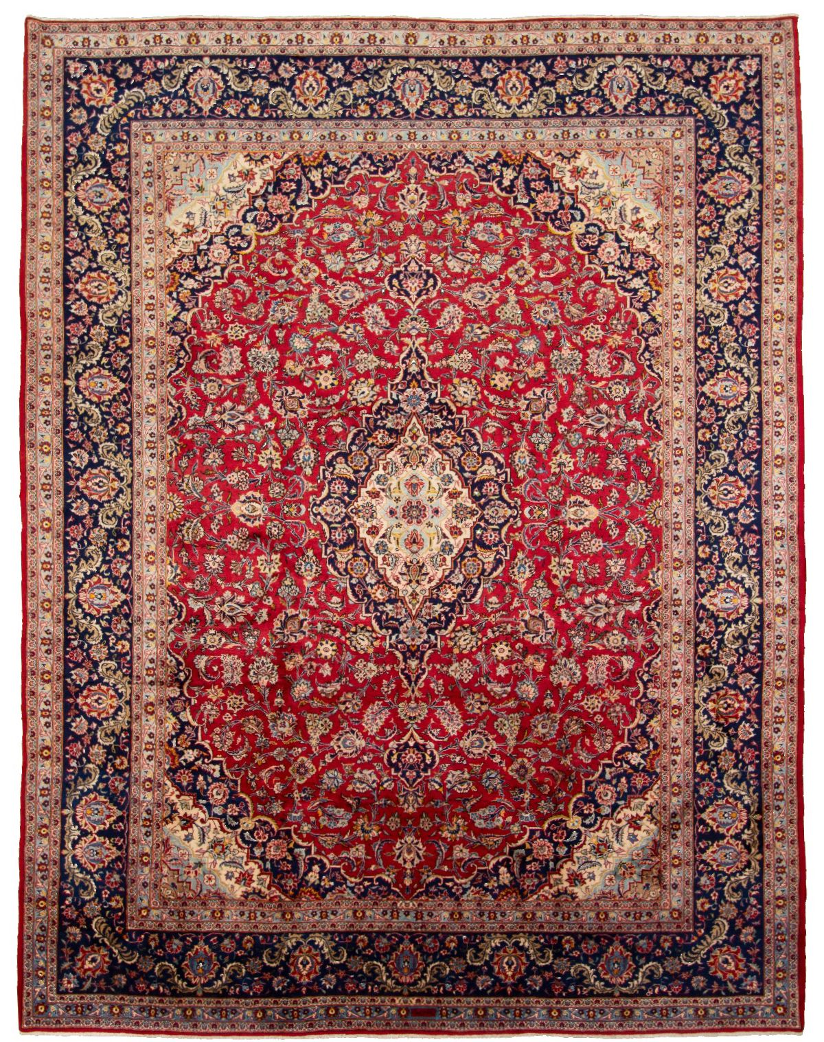 Hand-knotted Kashan  Wool Rug 9'10" x 12'8" Size: 9'10" x 12'8"  