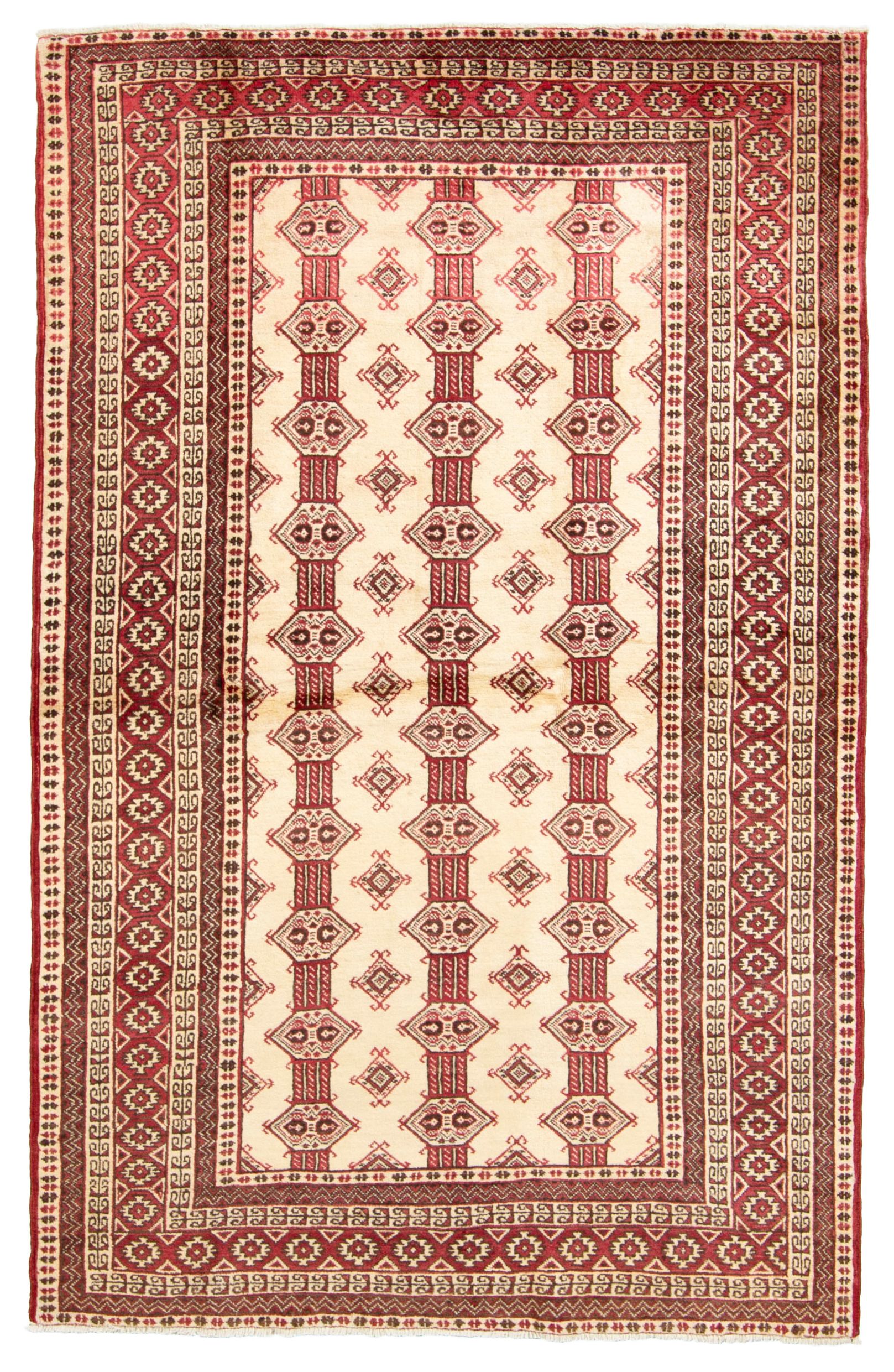 Hand-knotted Turkoman  Wool Rug 4'6" x 6'11" Size: 4'6" x 6'11"  