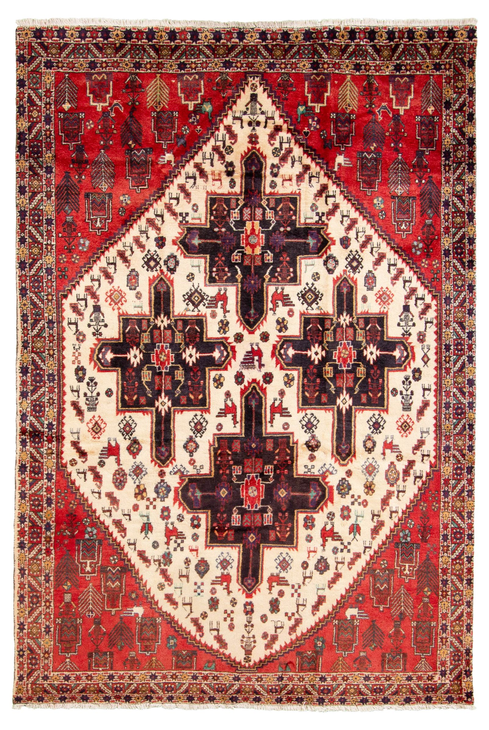 Hand-knotted Afshar  Wool Rug 5'3" x 7'9" Size: 5'3" x 7'9"  