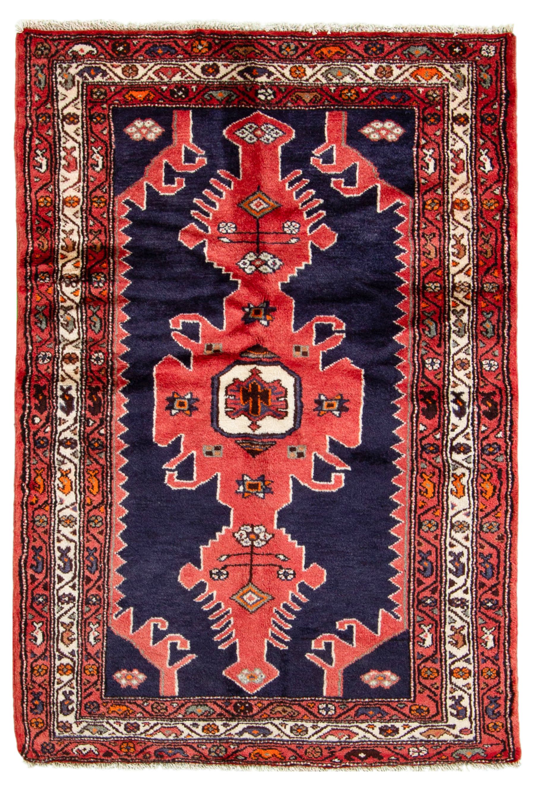 Hand-knotted Hamadan  Wool Rug 3'7" x 4'11"  Size: 3'7" x 4'11"  