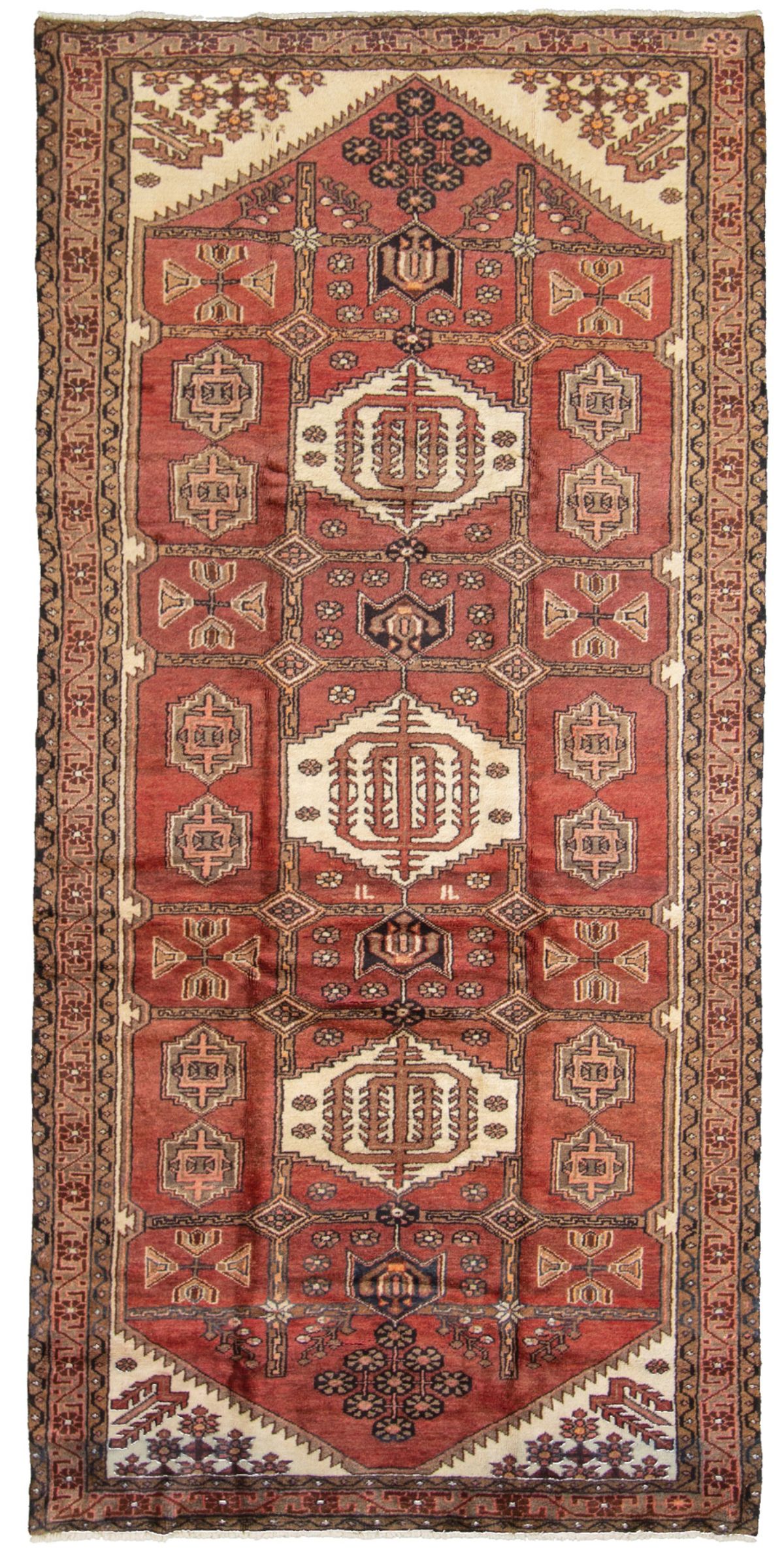 Hand-knotted Hamadan  Wool Rug 4'11" x 10'5"  Size: 4'11" x 10'5"  