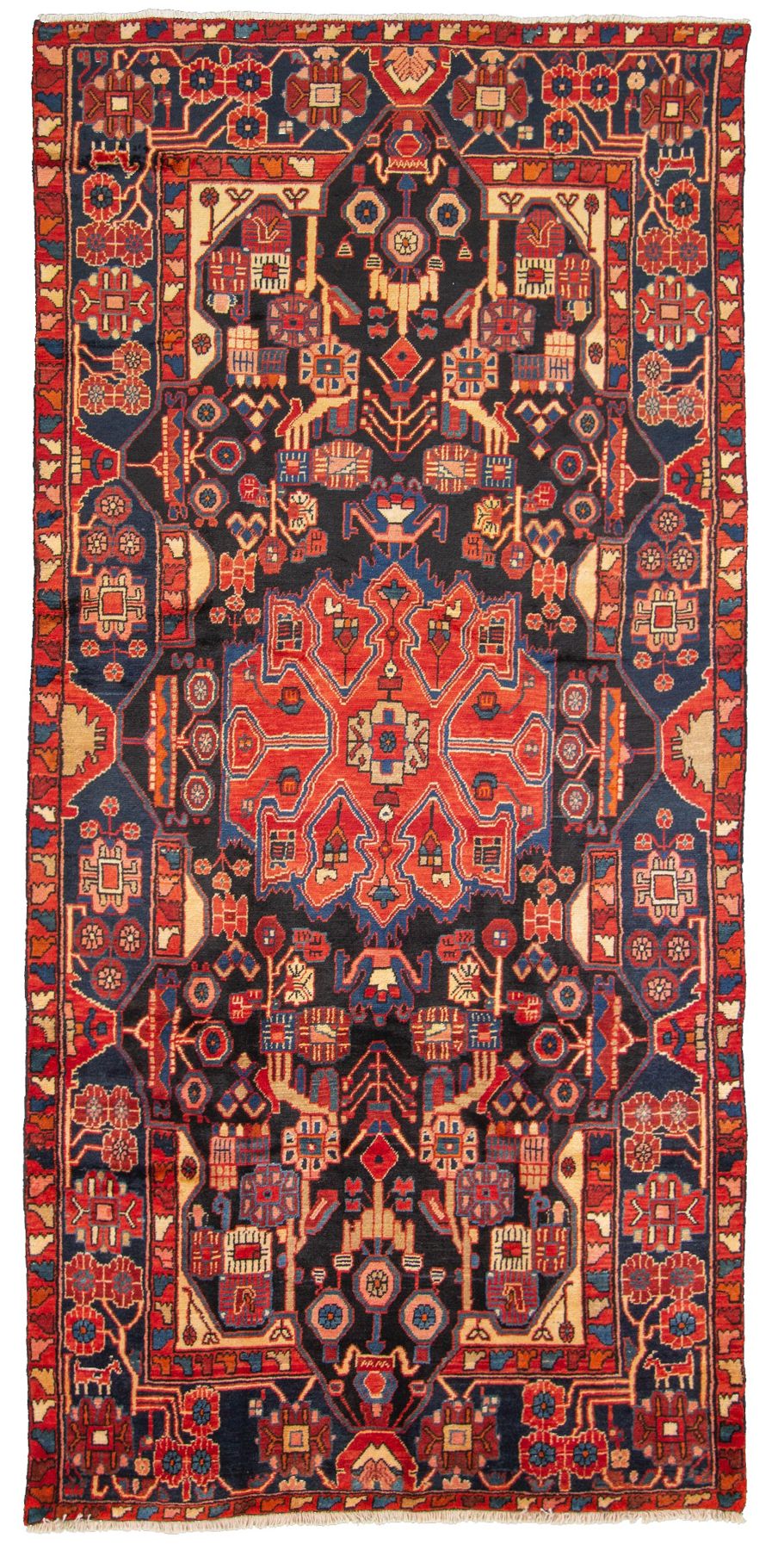 Hand-knotted Hamadan  Wool Rug 4'8" x 9'8"  Size: 4'8" x 9'8"  