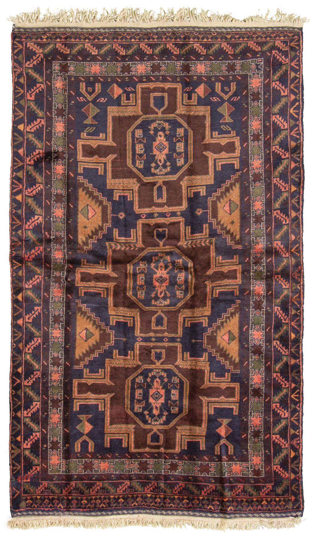 Hand-knotted Turkoman  Wool Rug 3'10" x 6'1" Size: 3'10" x 6'1"  