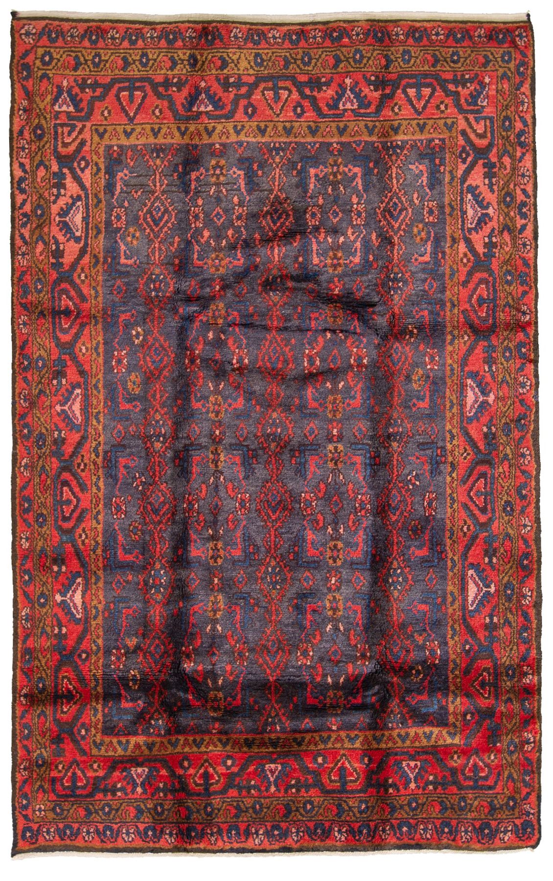 Hand-knotted Hamadan  Wool Rug 4'10" x 7'7" Size: 4'10" x 7'7"  