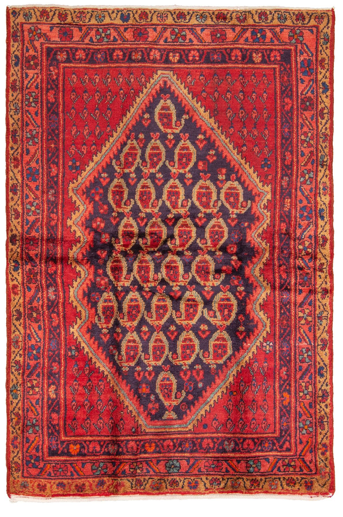 Hand-knotted Hamadan  Wool Rug 4'5" x 6'7"  Size: 4'5" x 6'7"  