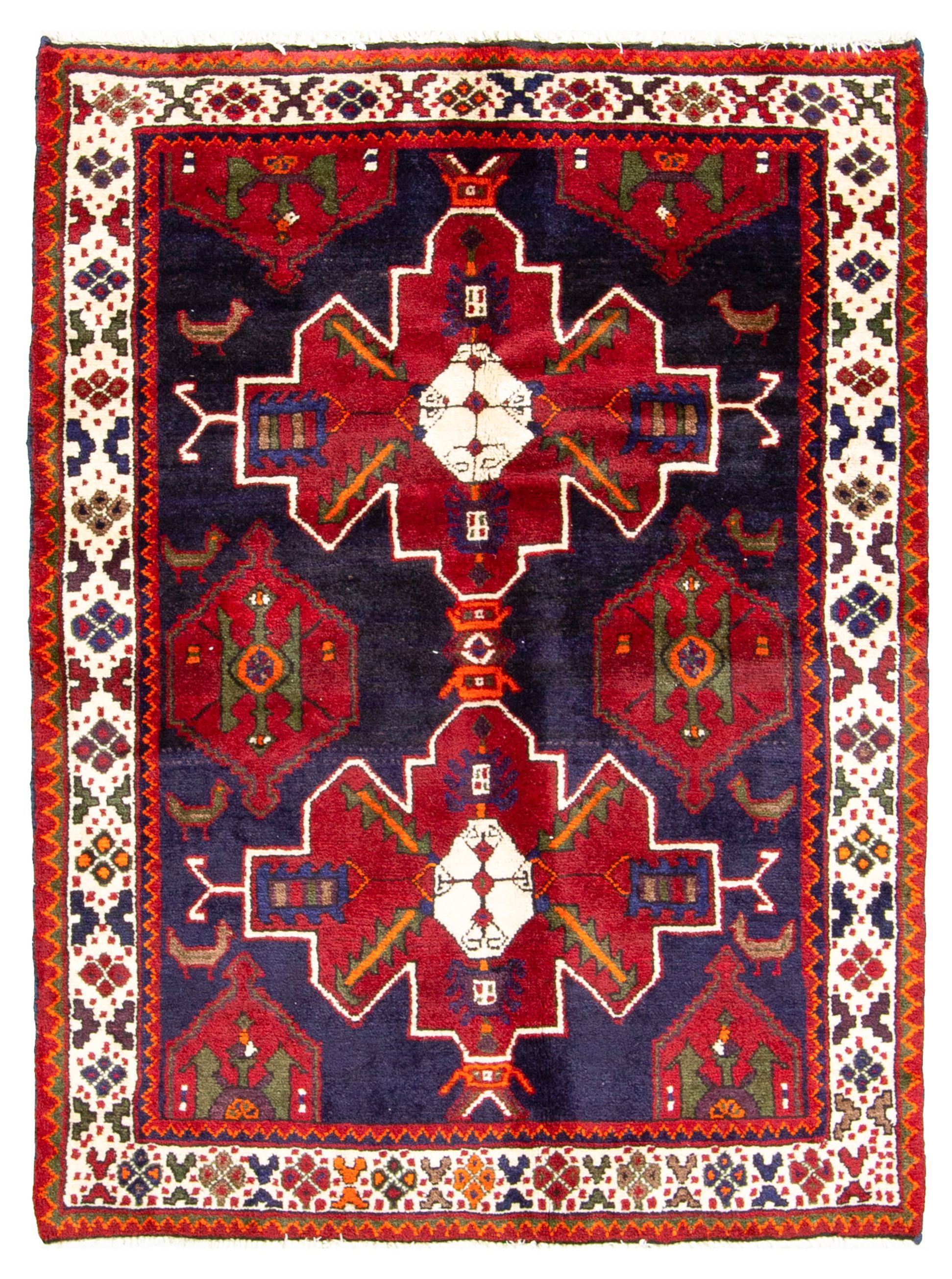 Hand-knotted Hamadan  Wool Rug 3'5" x 4'7" Size: 3'5" x 4'7"  