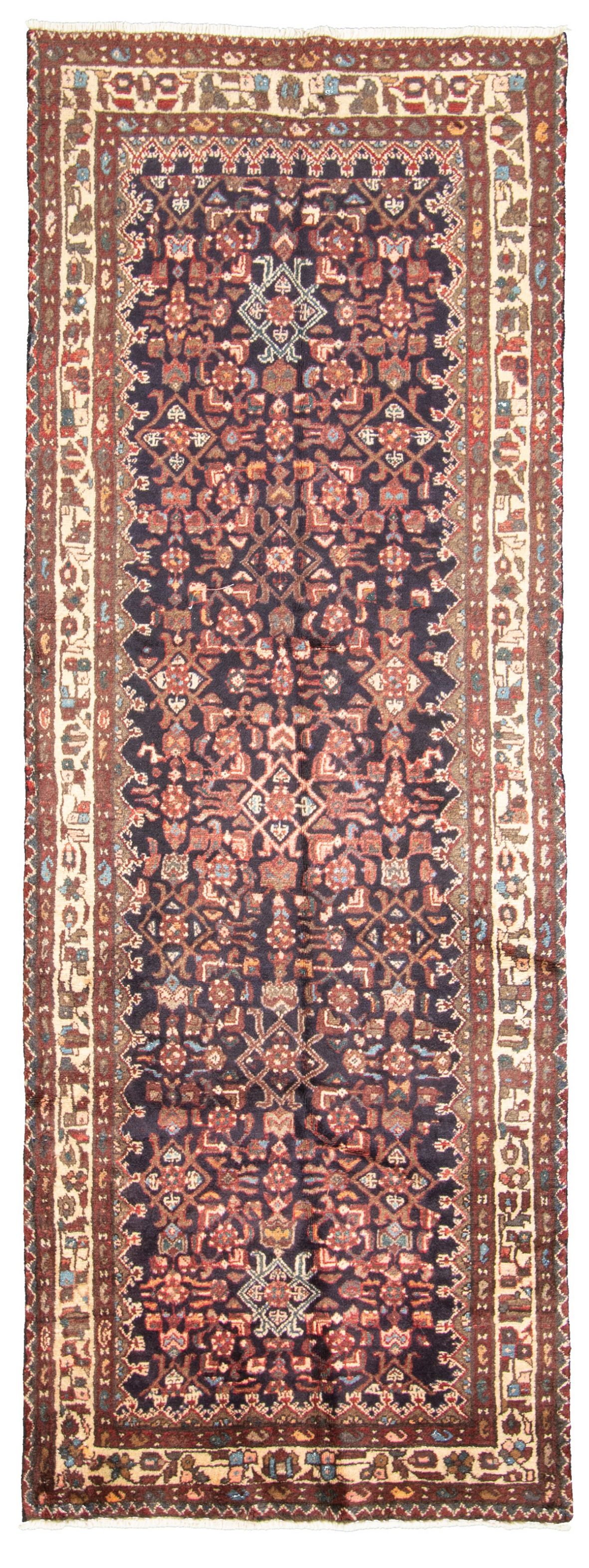Hand-knotted Hamadan  Wool Rug 3'7" x 9'9" Size: 3'7" x 9'9"  