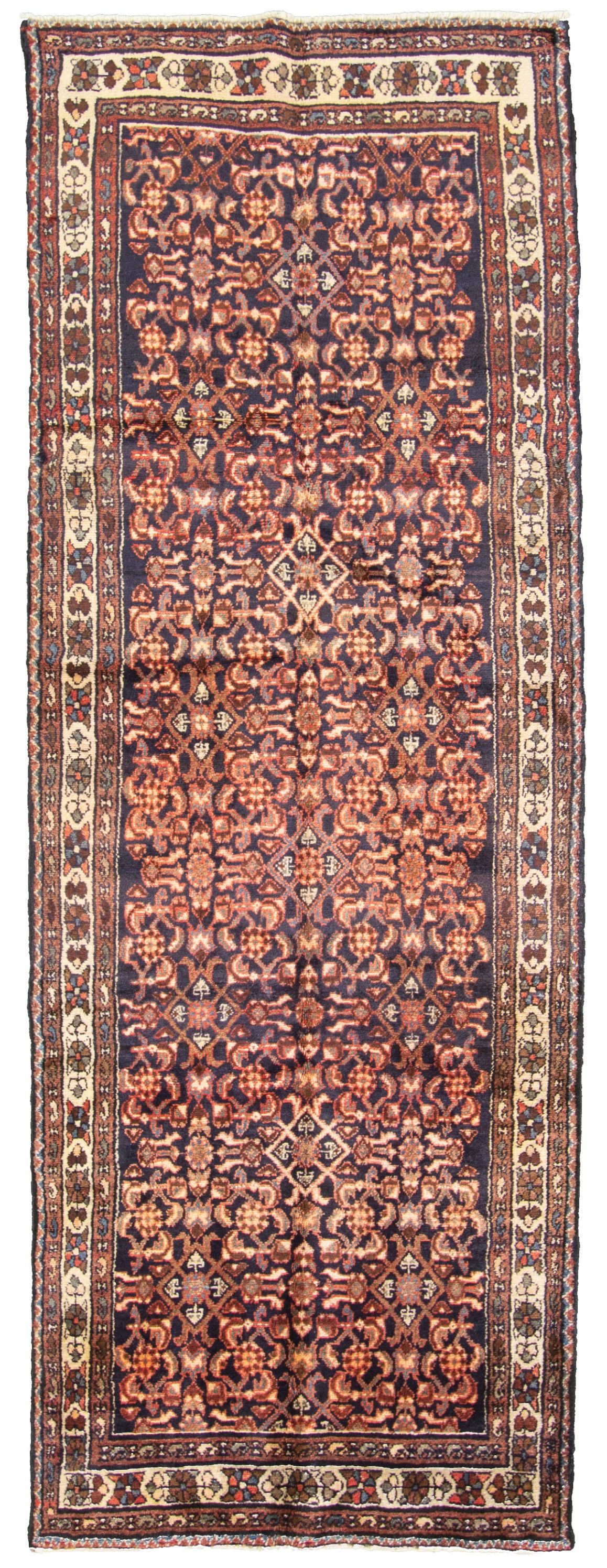 Hand-knotted Hamadan  Wool Rug 3'7" x 9'11" Size: 3'7" x 9'11"  