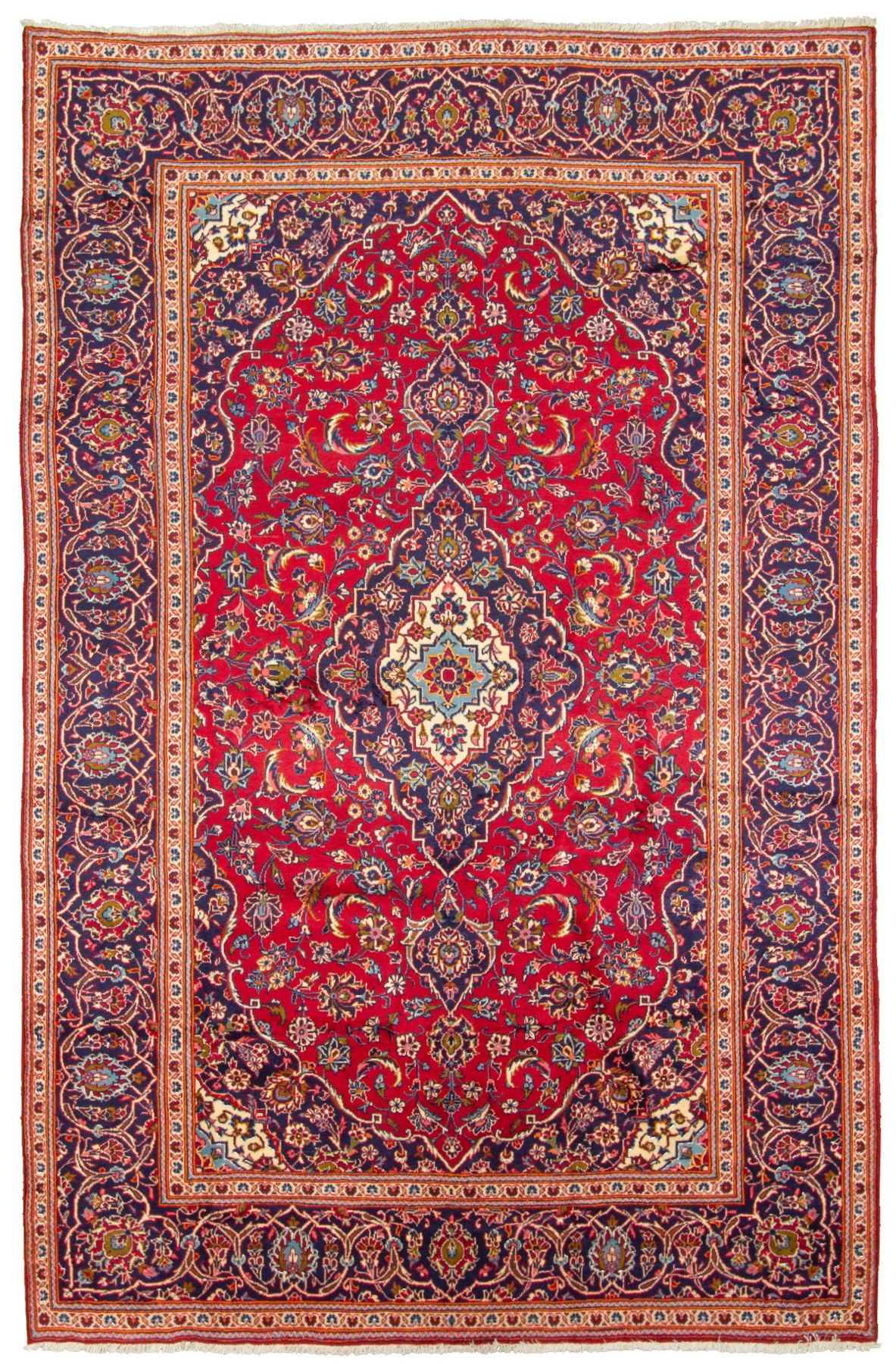 Hand-knotted Kashan  Wool Rug 7'11" x 12'2" Size: 7'11" x 12'2"  
