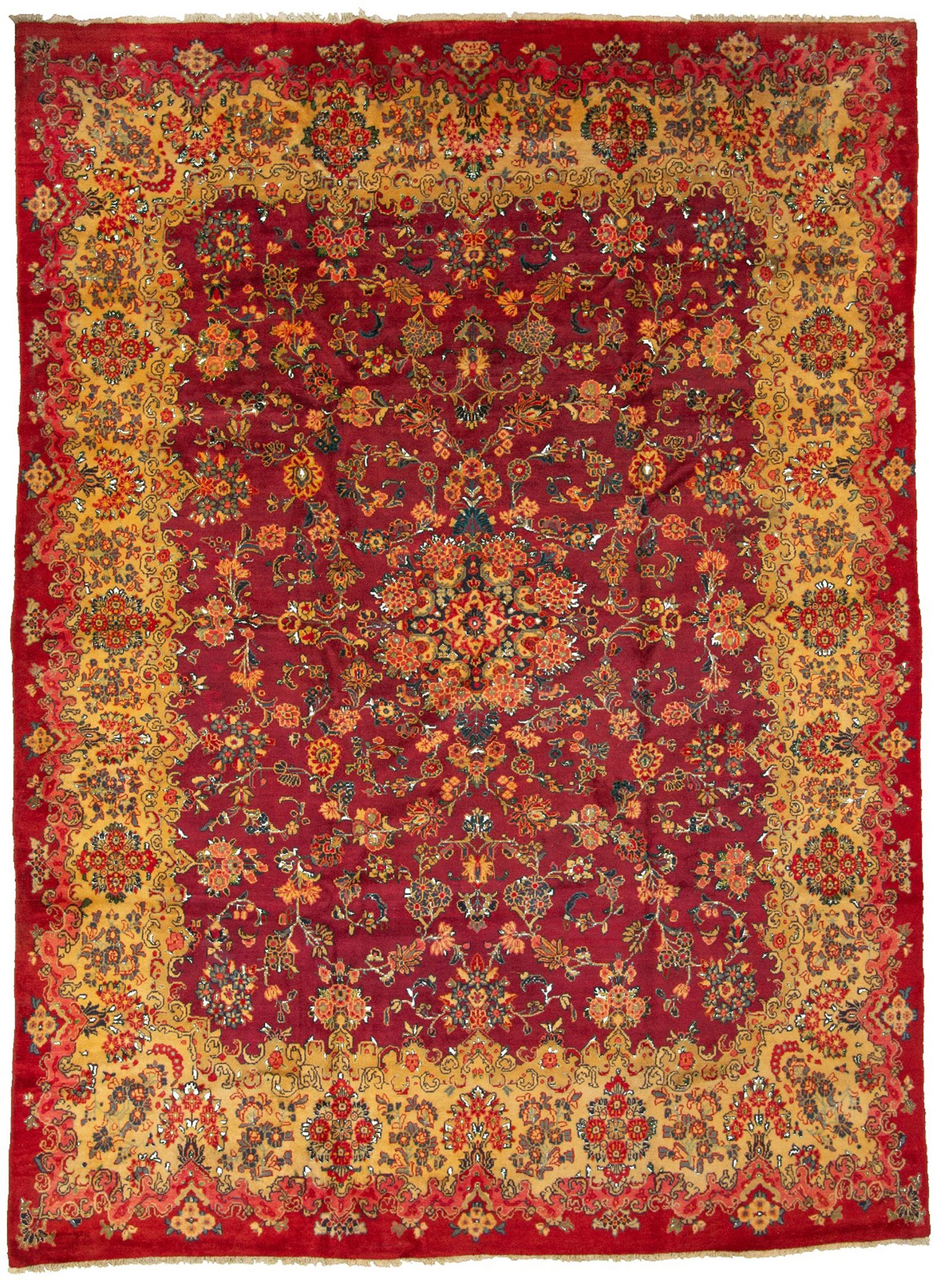 Hand-knotted Mahal Wool Rug 10'6" x 14'5" Size: 10'6" x 14'5"  