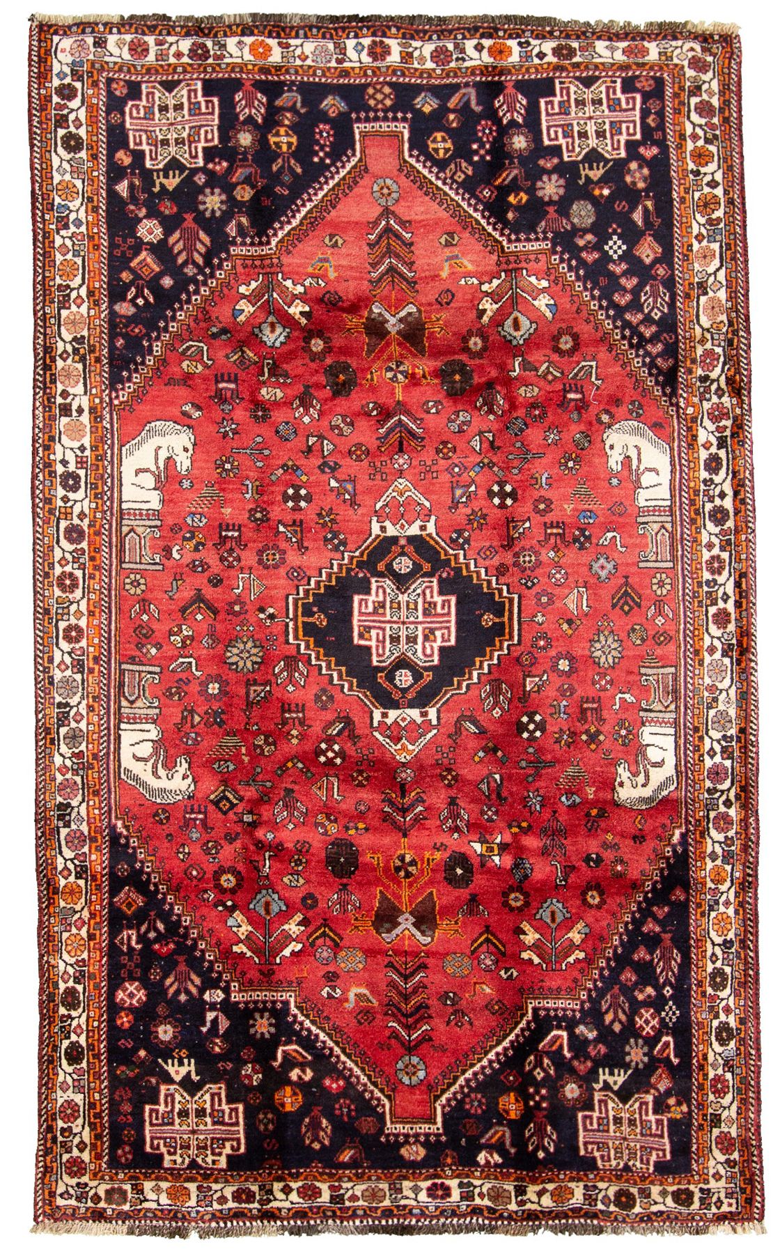 Hand-knotted Shiraz Qashqai  Wool Rug 5'5" x 9'2" Size: 5'5" x 9'2"  