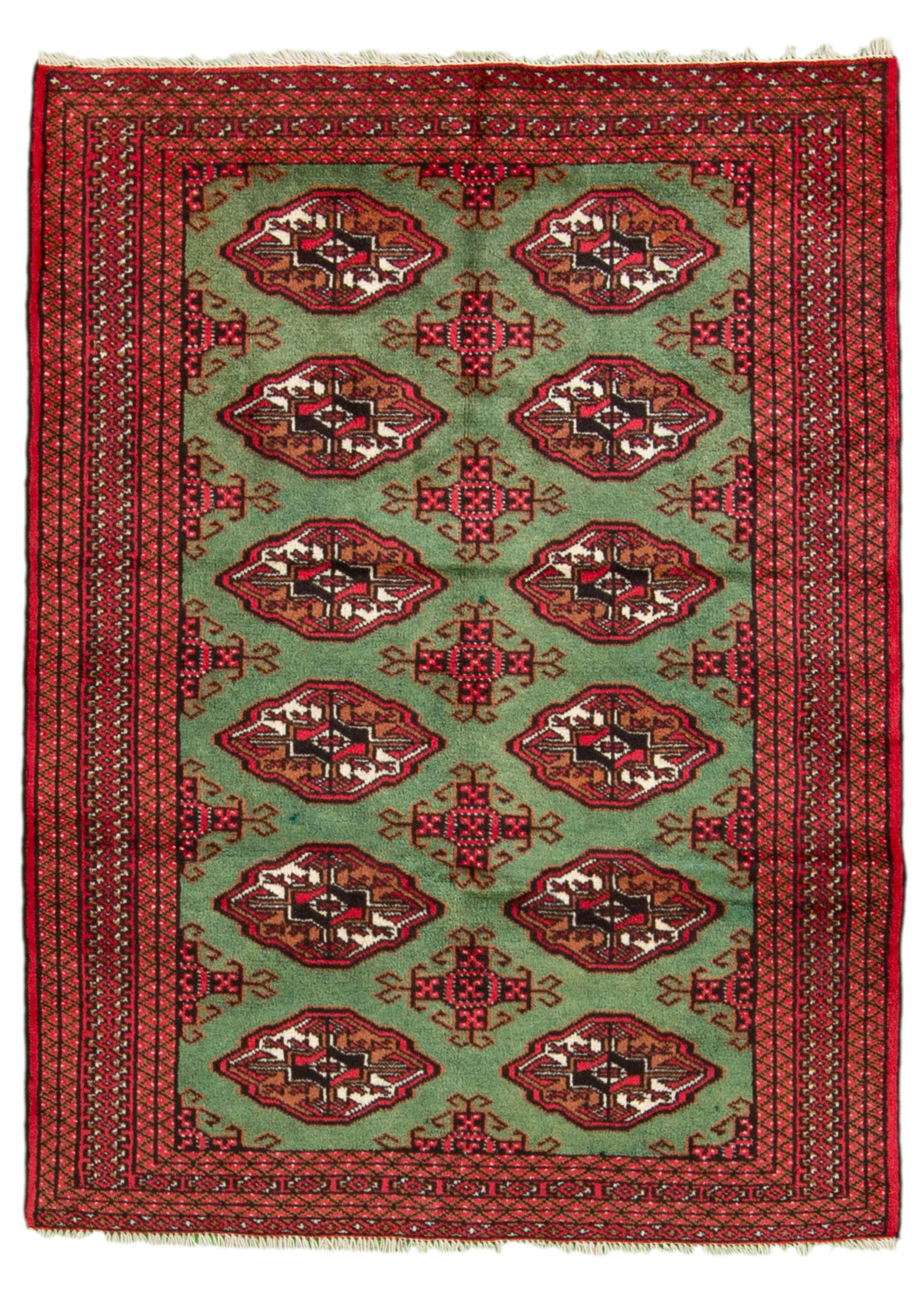 Hand-knotted Turkoman  Wool Rug 3'3" x 4'5" Size: 3'3" x 4'5"  