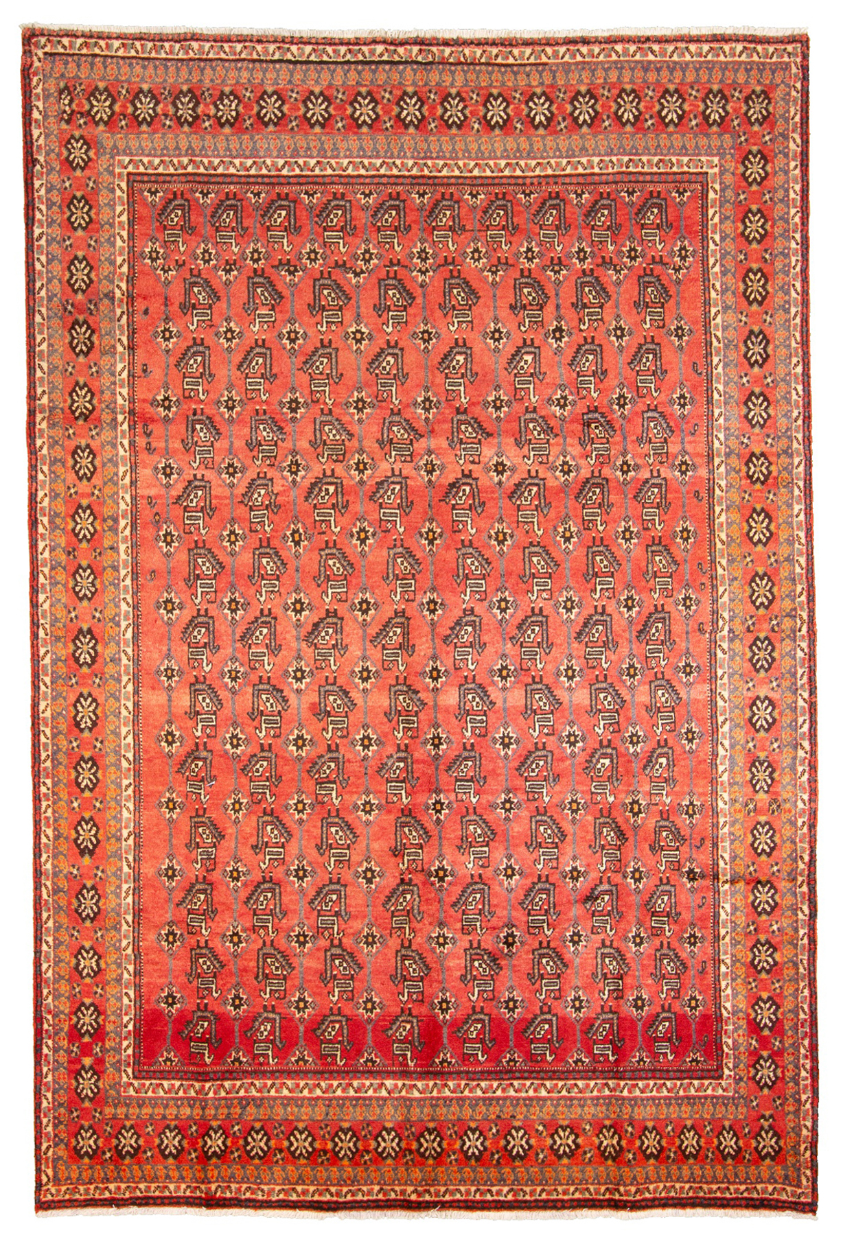 Hand-knotted Hamadan  Wool Rug 6'7" x 9'8" Size: 6'7" x 9'8"  