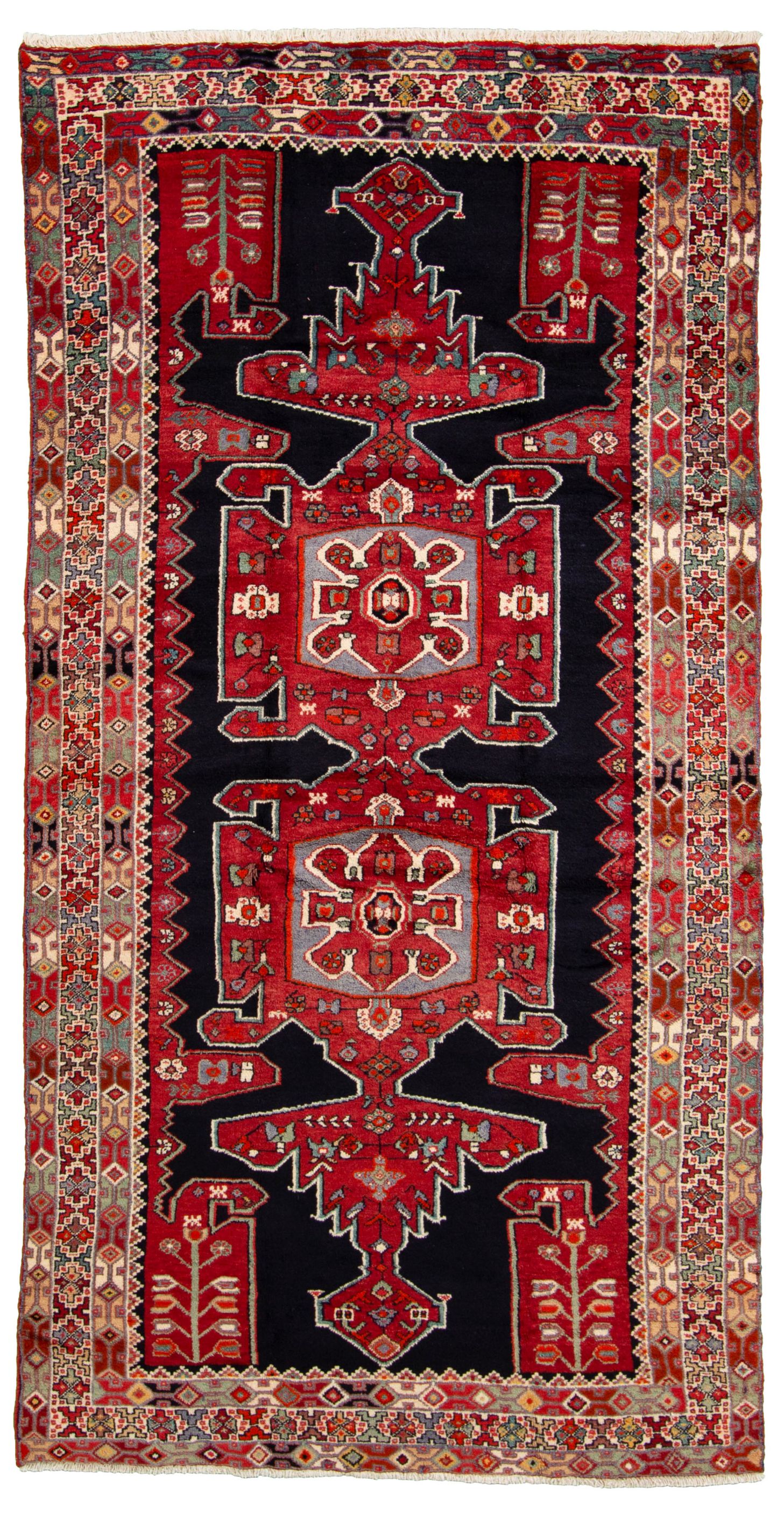 Hand-knotted Hamadan  Wool Rug 4'11" x 9'8" Size: 4'11" x 9'8"  