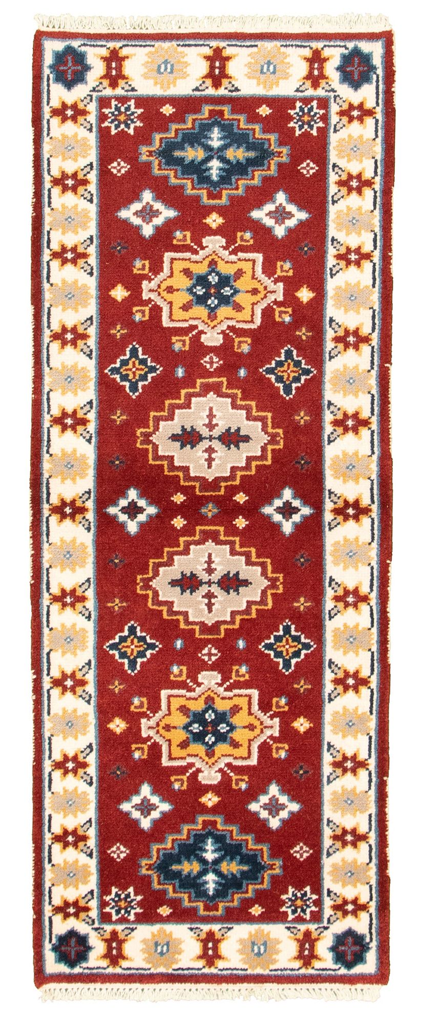 Hand-knotted Kazak Royal I Dark Red Wool Rug 2'4" x 6'0" Size: 2'4" x 6'0"  