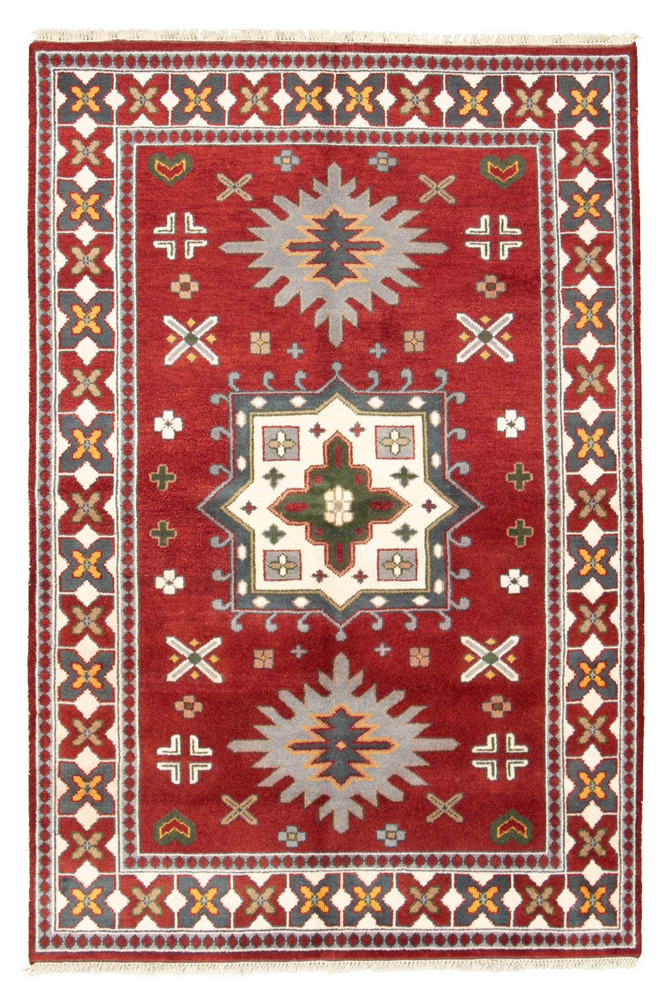 Hand-knotted Kazak Royal III Red Wool Rug 6'0" x 9'0" Size: 6'0" x 9'0"  