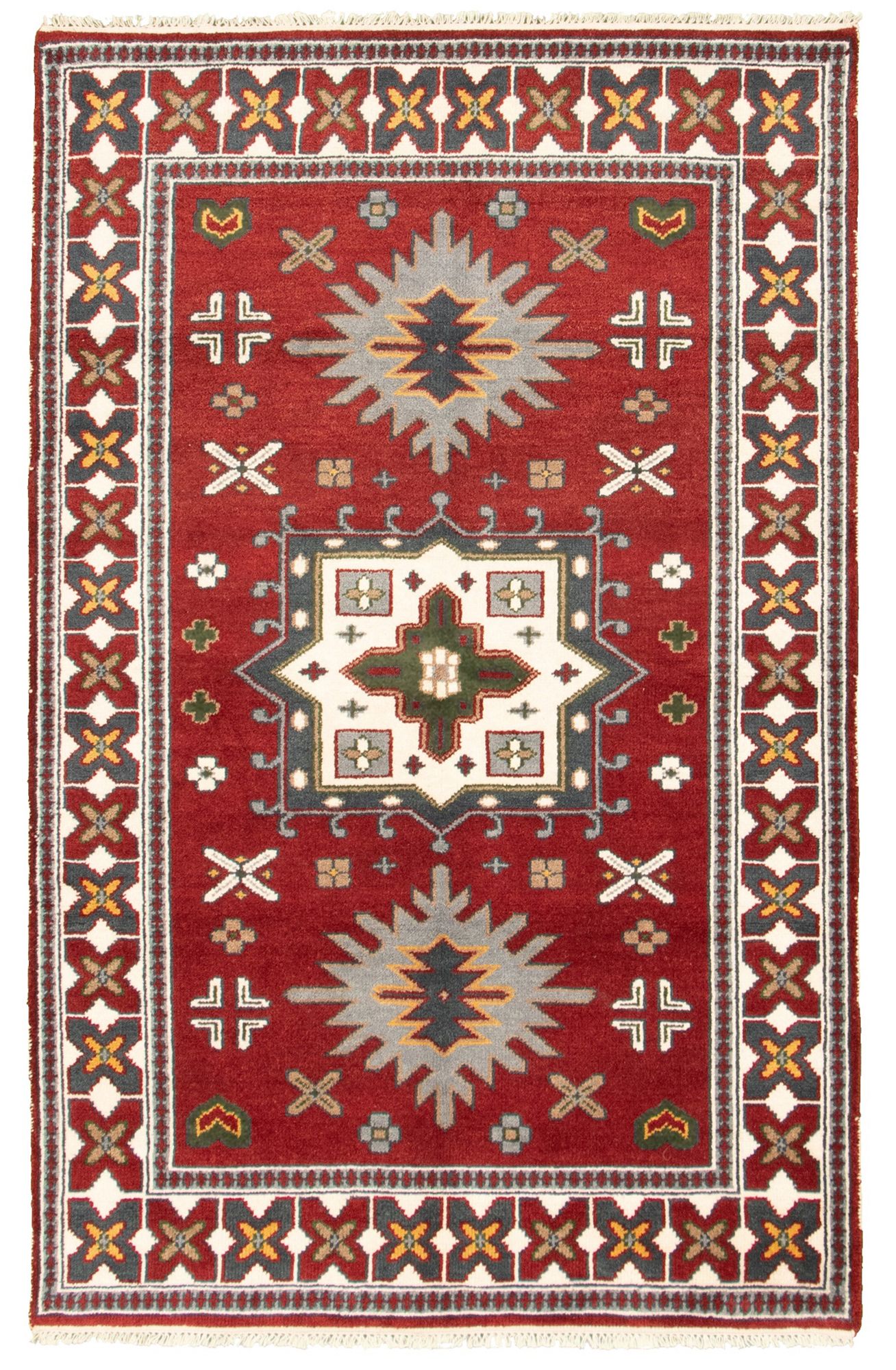 Hand-knotted Kazak Royal III Red Wool Rug 5'0" x 8'0" Size: 5'0" x 8'0"  