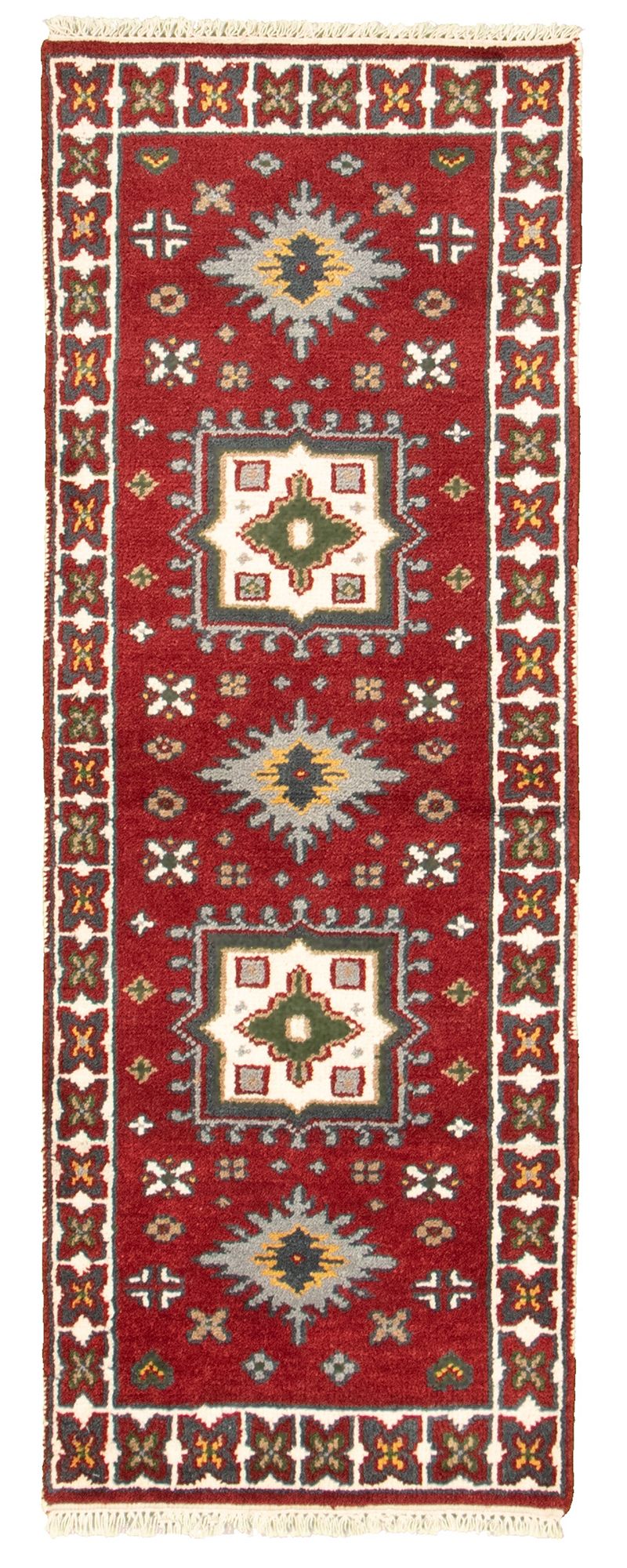 Hand-knotted Kazak Royal III Red Wool Rug 2'4" x 6'0" Size: 2'4" x 6'0"  