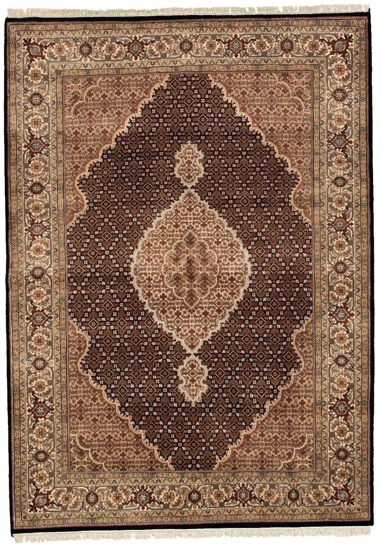Hand-knotted Tabriz Haj Jalili Black Wool Rug 5'8" x 8'0" Size: 5'8" x 8'0"  