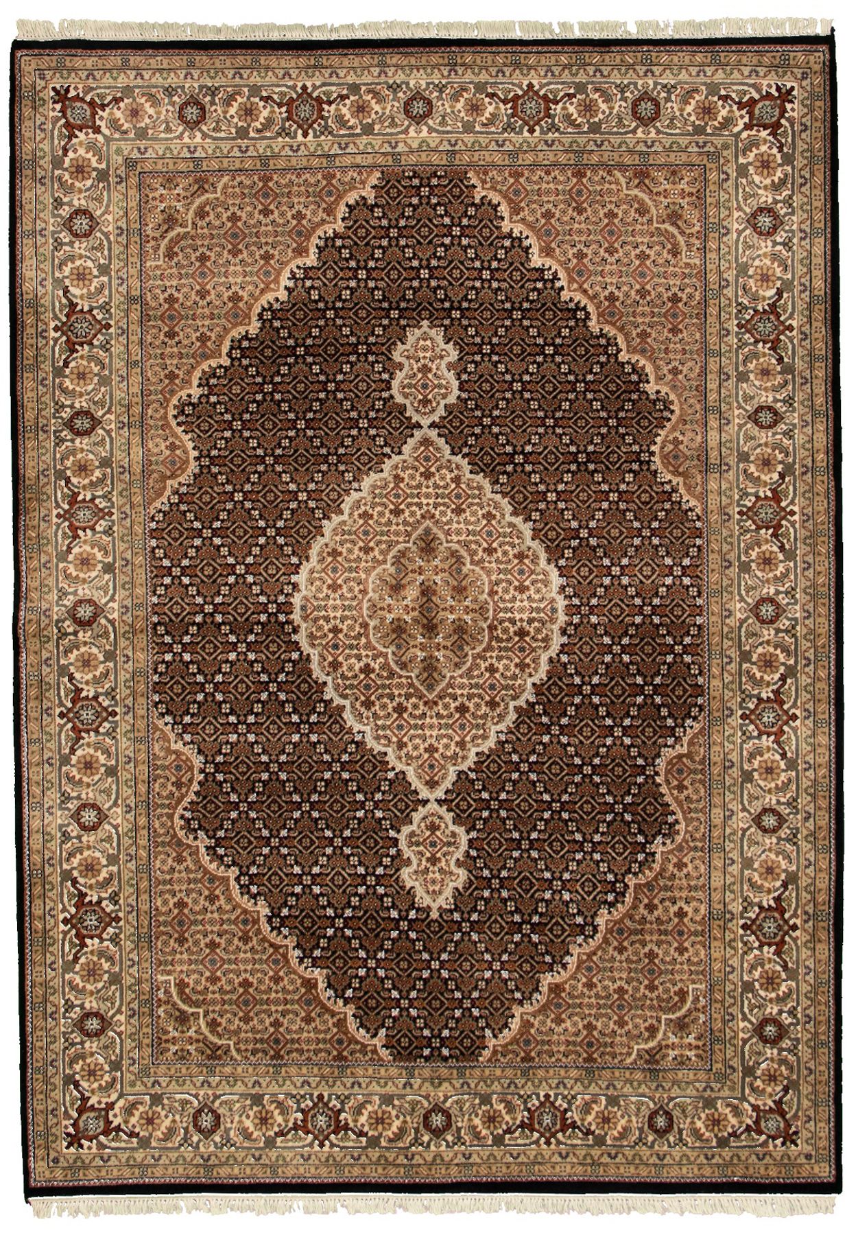 Hand-knotted Tabriz Haj Jalili Black Wool Rug 5'7" x 7'8" Size: 5'7" x 7'8"  