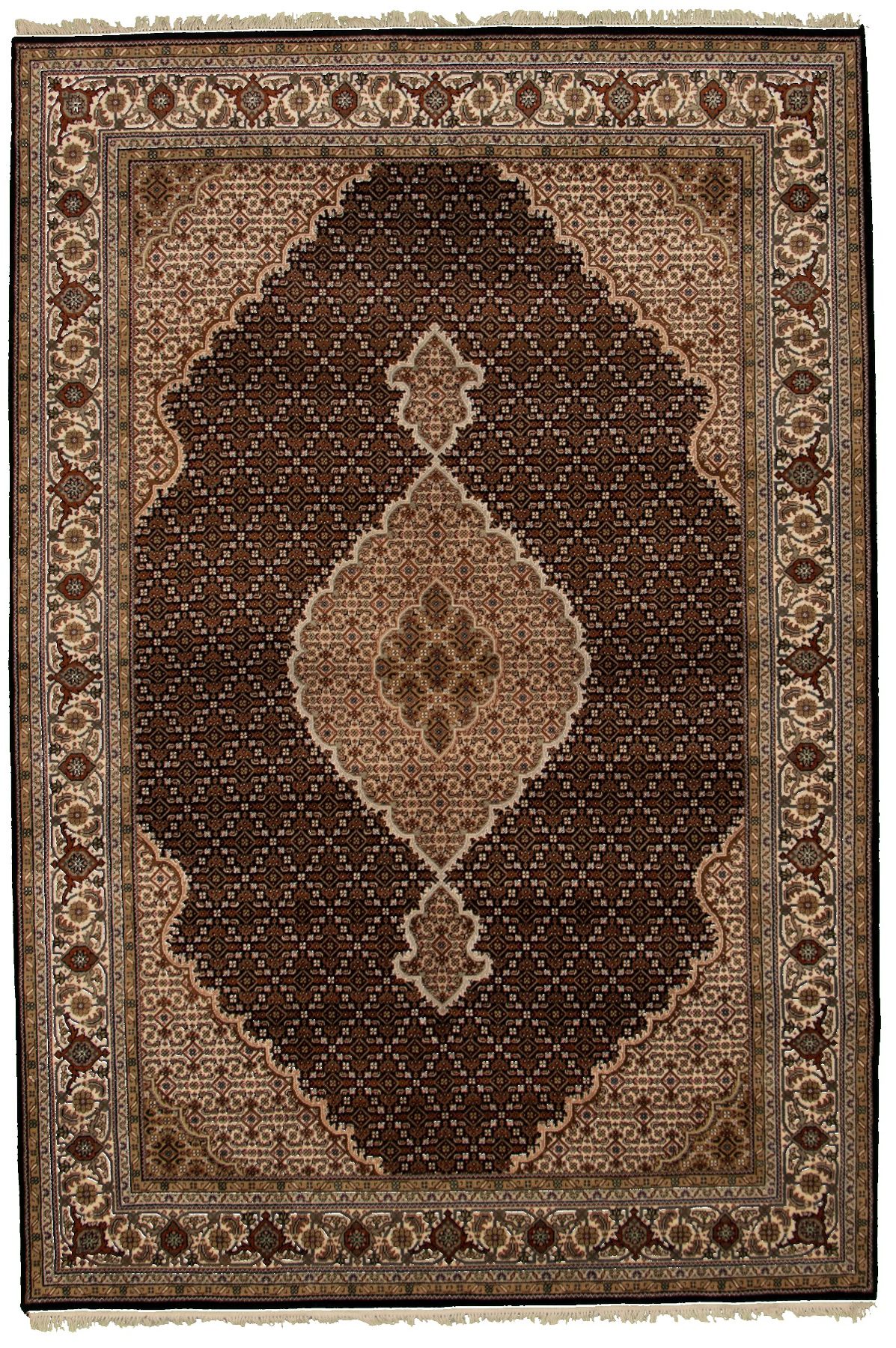 Hand-knotted Tabriz Haj Jalili Black Wool Rug 6'7" x 9'9" Size: 6'7" x 9'9"  
