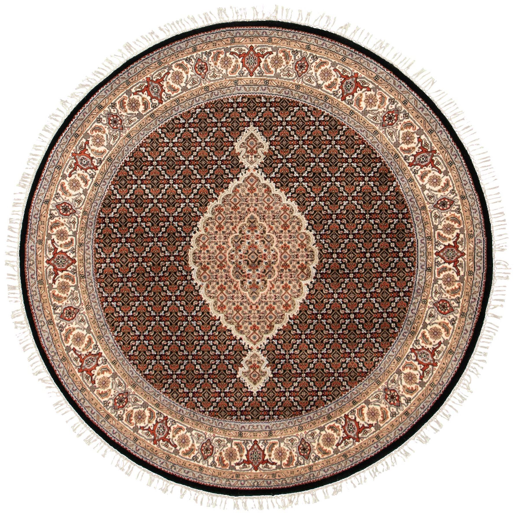 Hand-knotted Tabriz Haj Jalili Black Wool Rug 6'2" x 6'2" Size: 6'2" x 6'2"  
