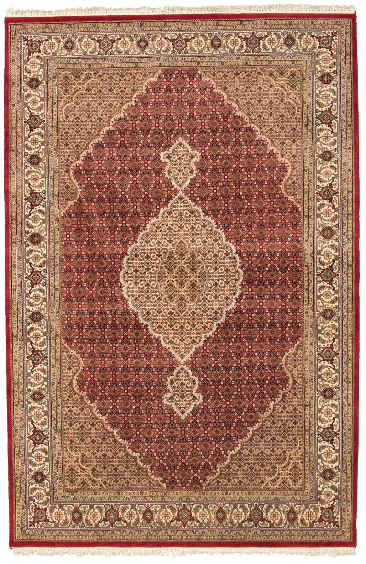 Hand-knotted Tabriz Haj Jalili Red Wool Rug 6'6" x 9'9" Size: 6'6" x 9'9"  