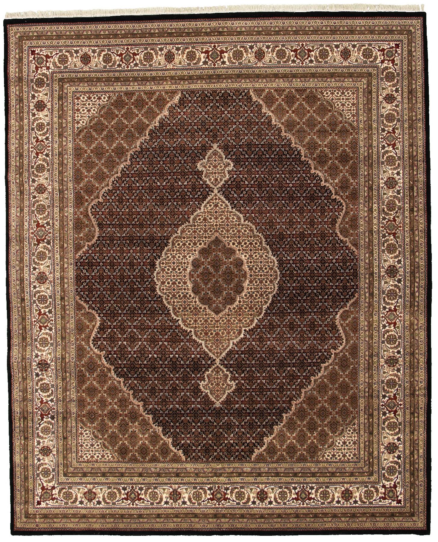 Hand-knotted Tabriz Haj Jalili Black Wool Rug 8'11" x 11'11" Size: 8'11" x 11'11"  