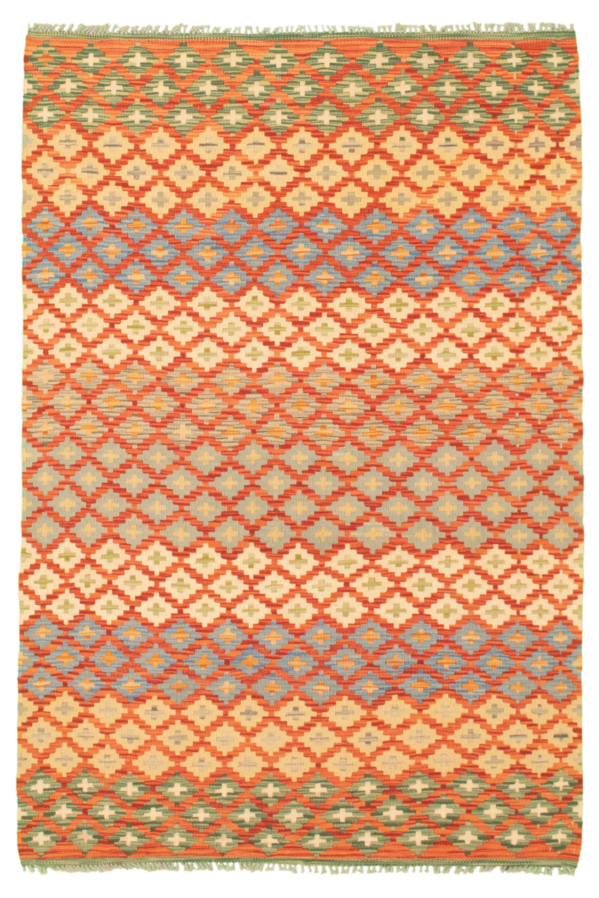 Hand woven Bold and Colorful  Dark Copper Wool Kilim 4'3" x 6'3" Size: 4'3" x 6'3"  