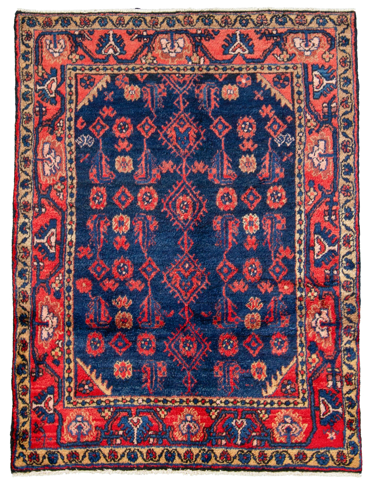 Hand-knotted Hamadan  Wool Rug 3'8" x 4'11"  Size: 3'8" x 4'11"  