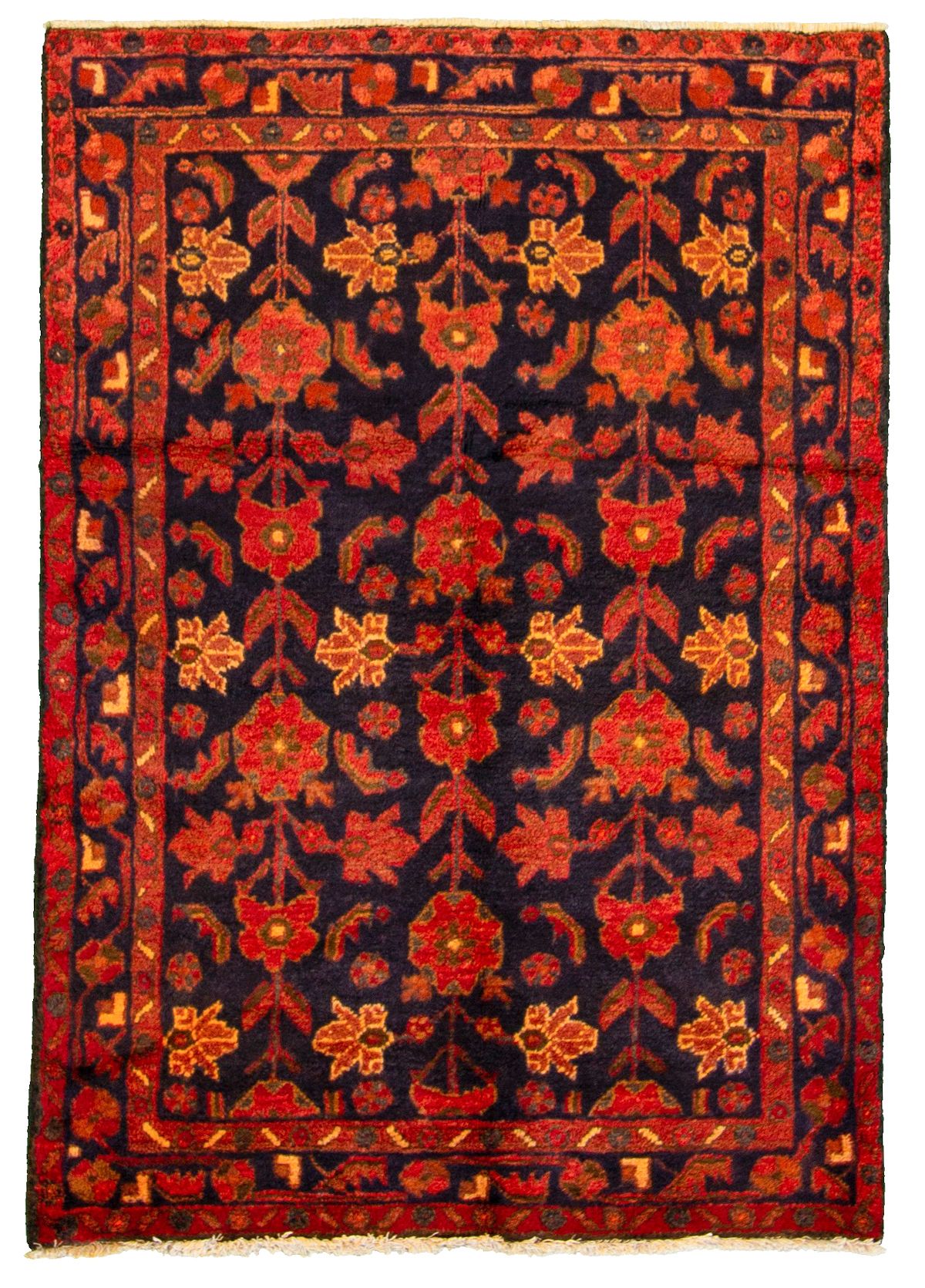 Hand-knotted Hamadan  Wool Rug 3'5" x 4'11"  Size: 3'5" x 4'11"  