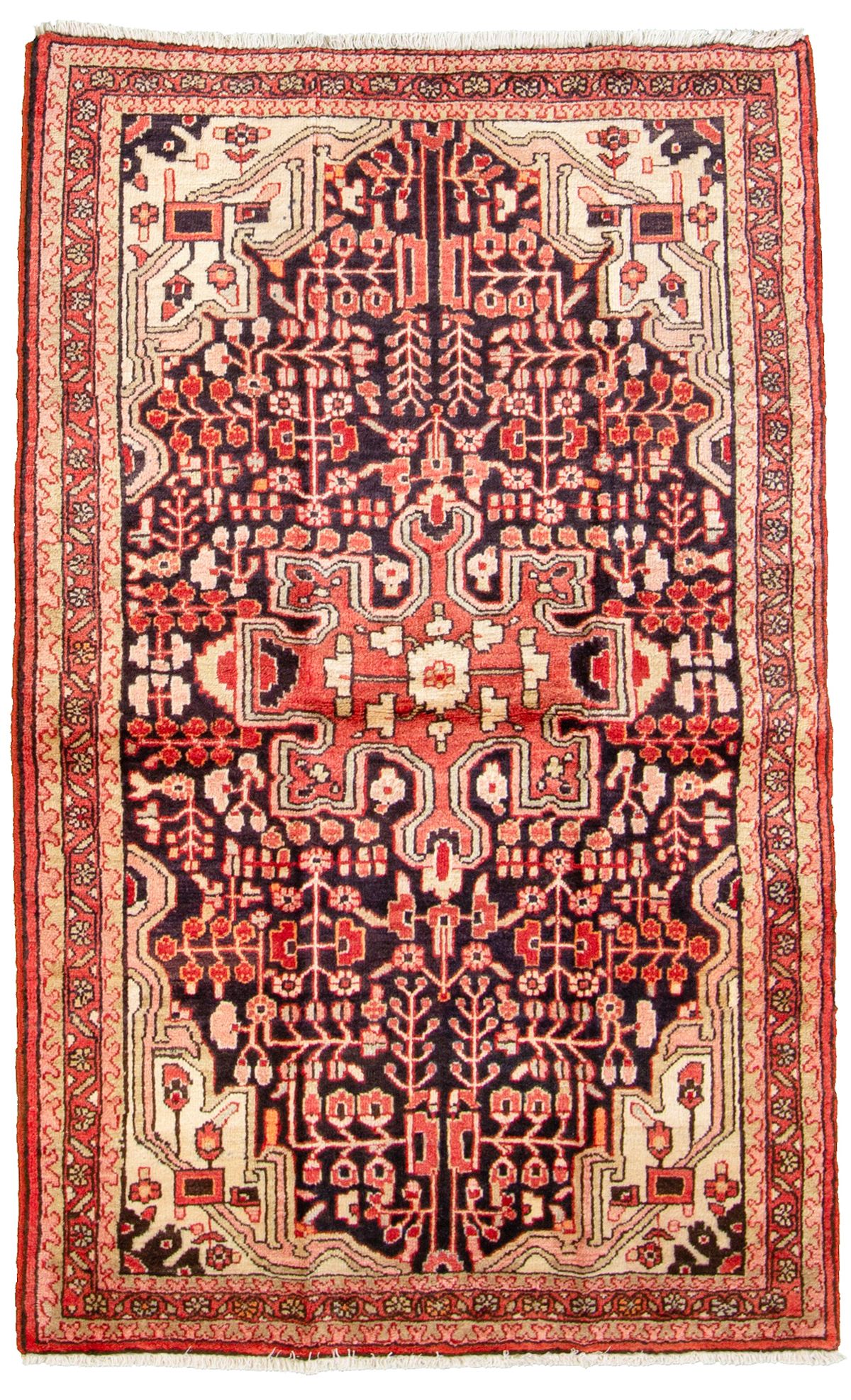 Hand-knotted Hamadan  Wool Rug 3'8" x 5'10"  Size: 3'8" x 5'10"  