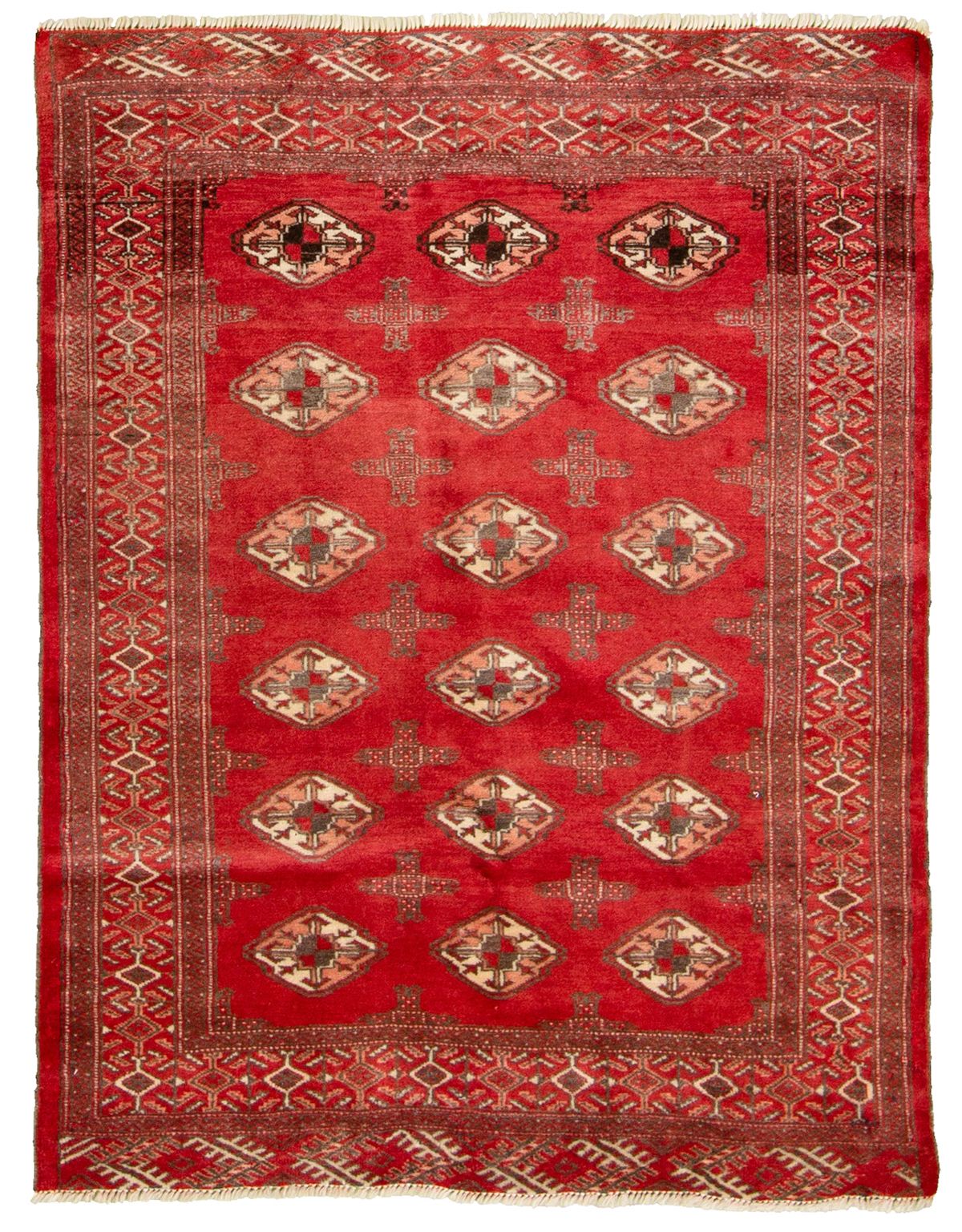 Hand-knotted Turkoman  Wool Rug 3'4" x 4'2" Size: 3'4" x 4'2"  