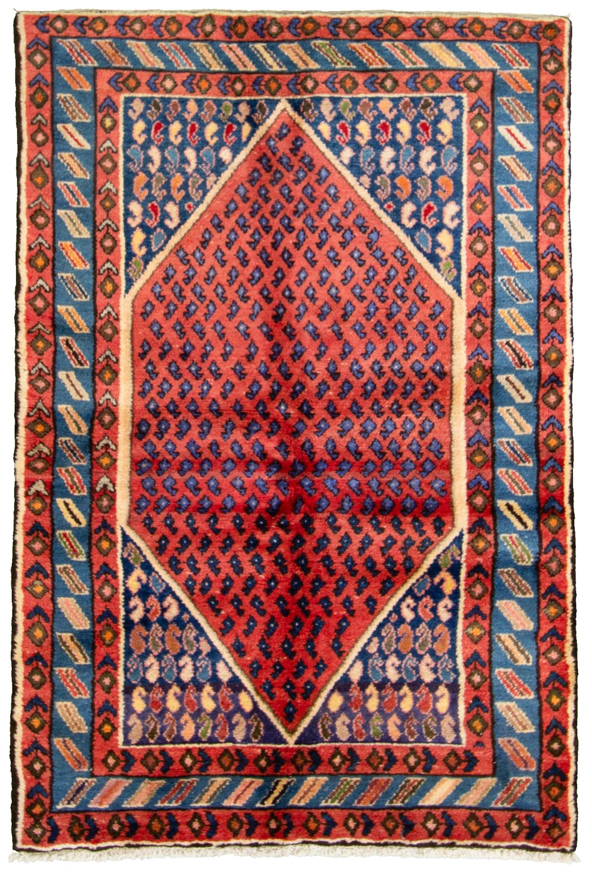 Hand-knotted Hamadan  Wool Rug 3'8" x 5'6"  Size: 3'8" x 5'6"  