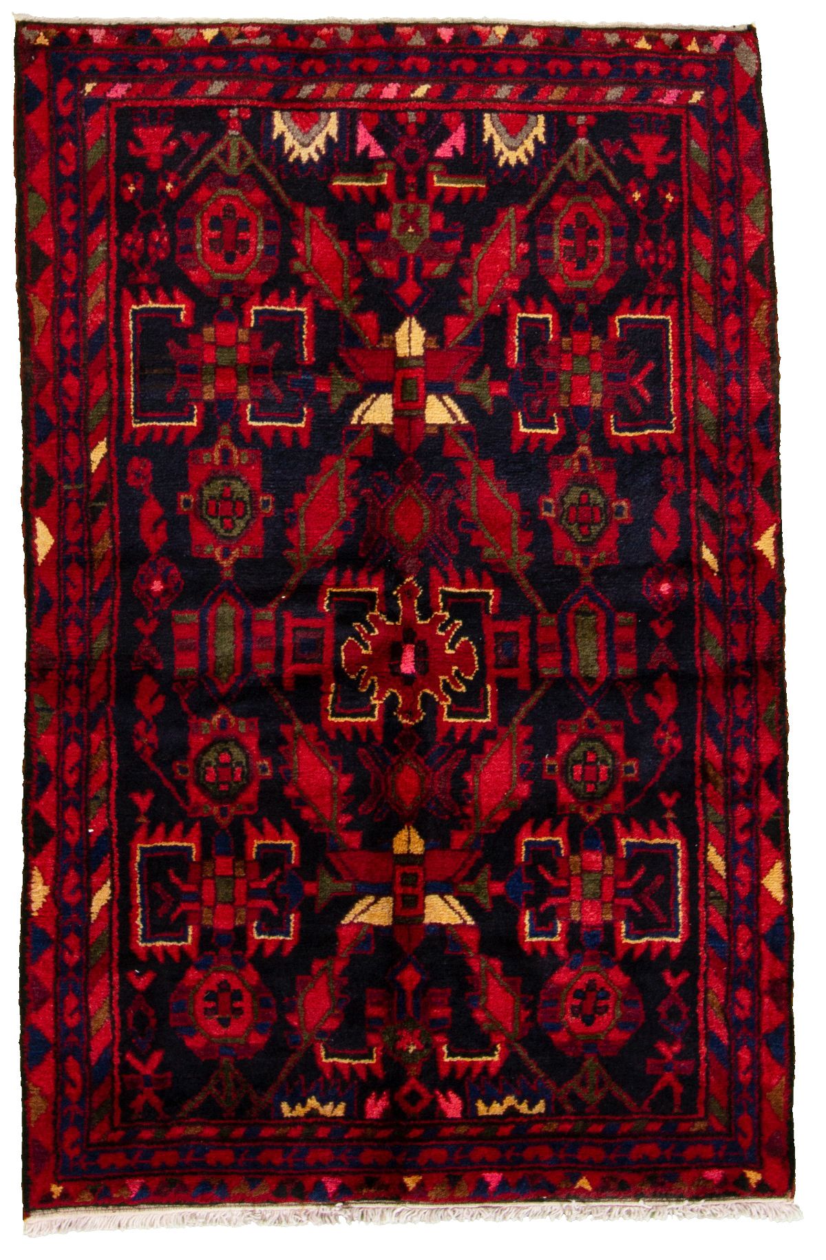 Hand-knotted Hamadan  Wool Rug 3'6" x 5'5"  Size: 3'6" x 5'5"  
