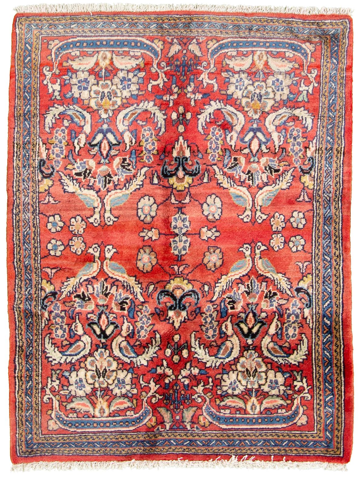 Hand-knotted Hamadan  Wool Rug 3'7" x 4'7"  Size: 3'7" x 4'7"  