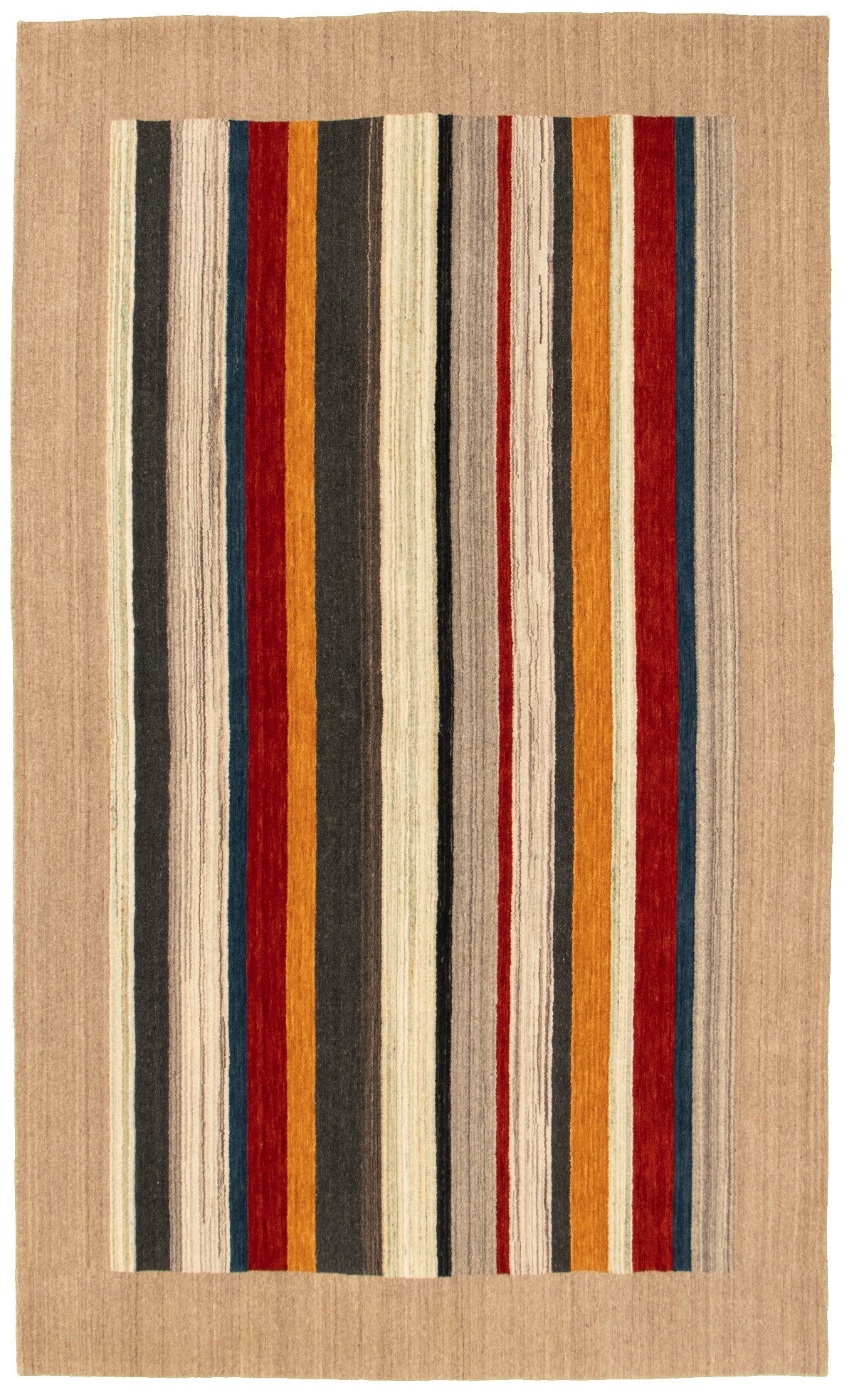 Hand-knotted Kashkuli Gabbeh Beige, Dark Copper Wool Rug 5'0" x 8'0" Size: 5'0" x 8'0"  