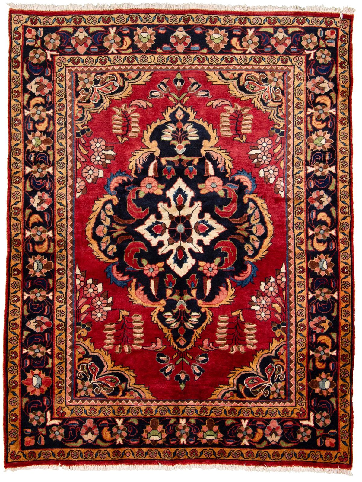 Hand-knotted Hamadan  Wool Rug 5'5" x 7'3"  Size: 5'5" x 7'3"  