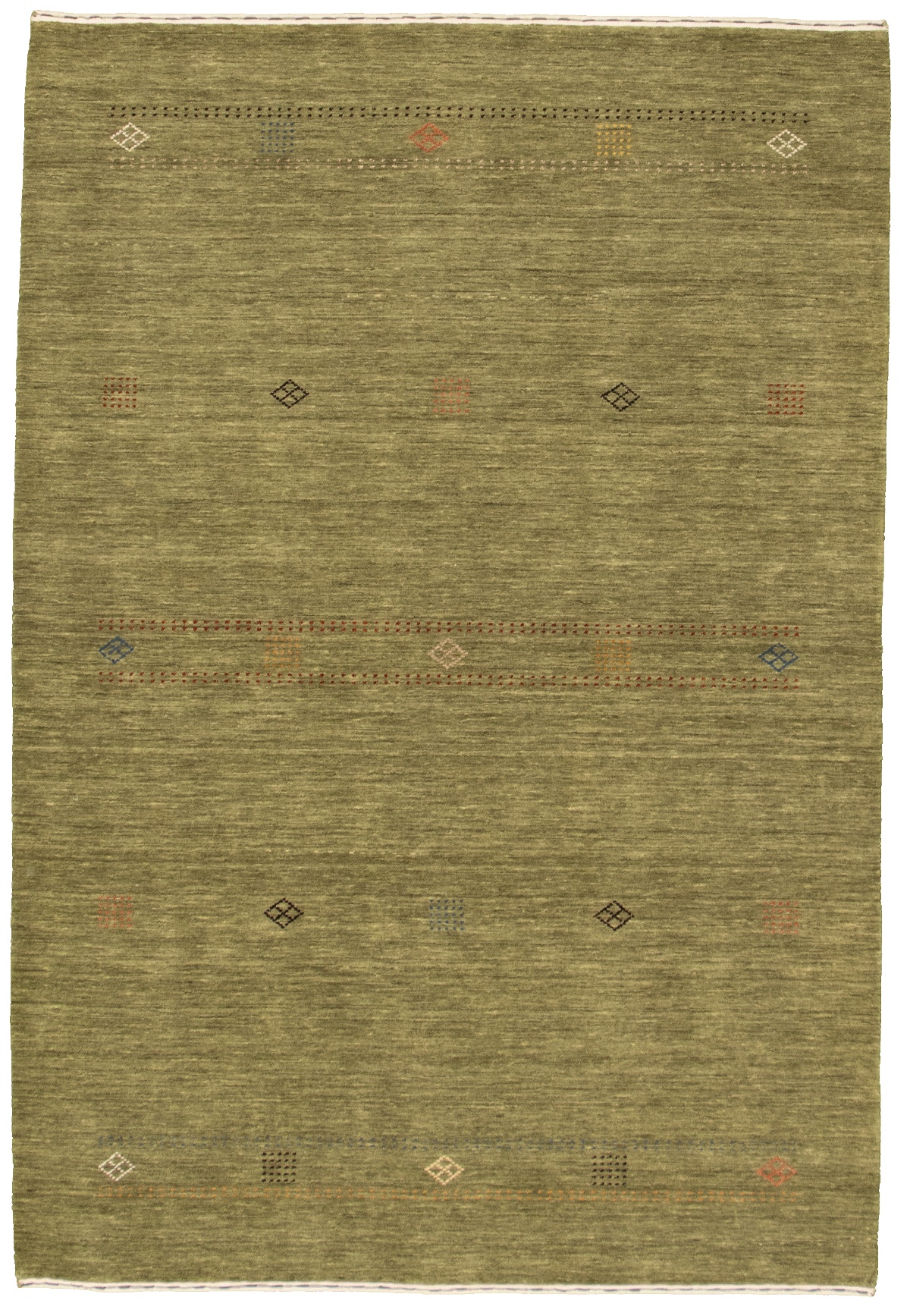 Hand-knotted Kashkuli Gabbeh Olive Wool Rug 5'3" x 7'8"  Size: 5'3" x 7'8"  