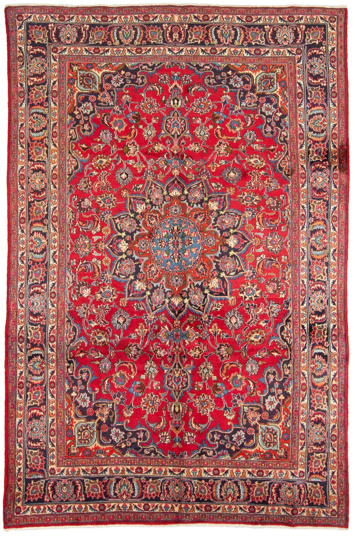 Hand-knotted Mashad  Wool Rug 6'4" x 9'6" Size: 6'4" x 9'6"  