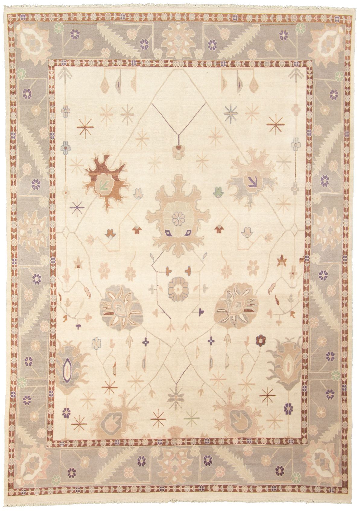 Hand-knotted Anatolian Authentic Geometric Wool Rug 8'9" x 12'2" Size: 8'9" x 12'2"  