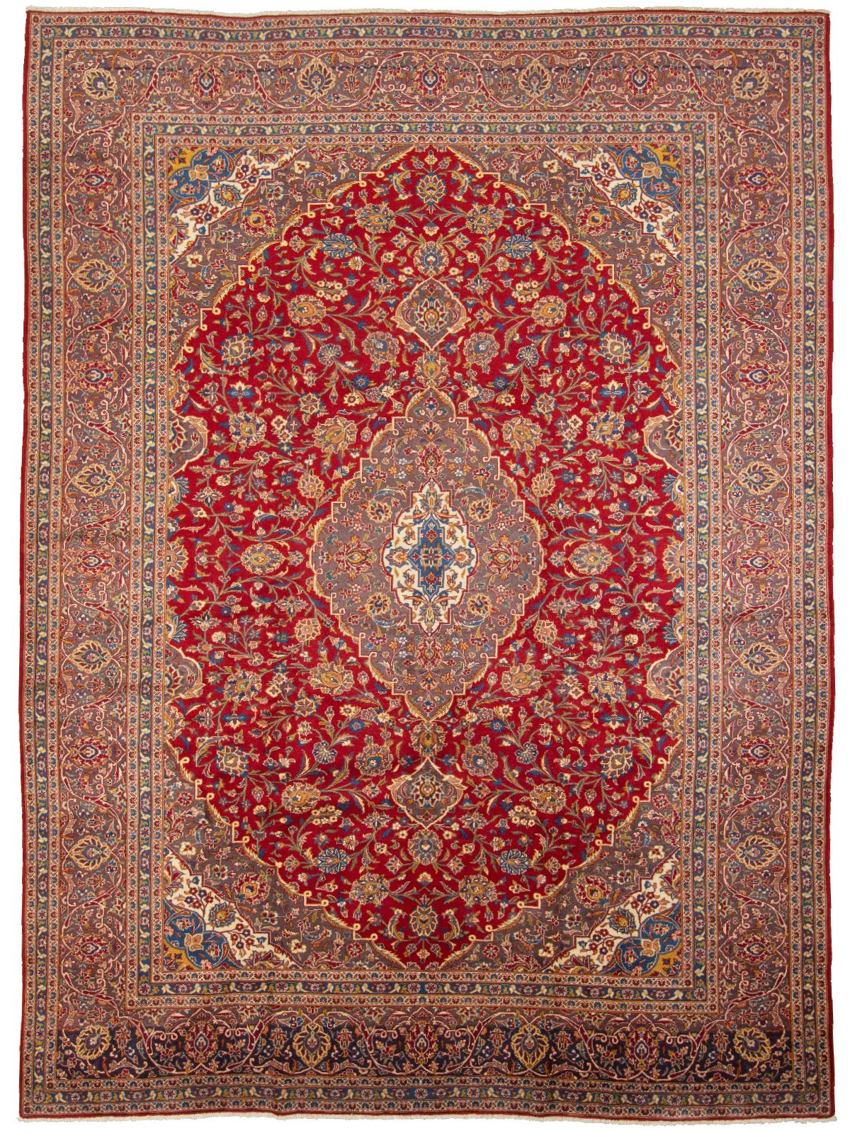 Hand-knotted Kashan  Wool Rug 9'10" x 13'1"  Size: 9'10" x 13'1"  