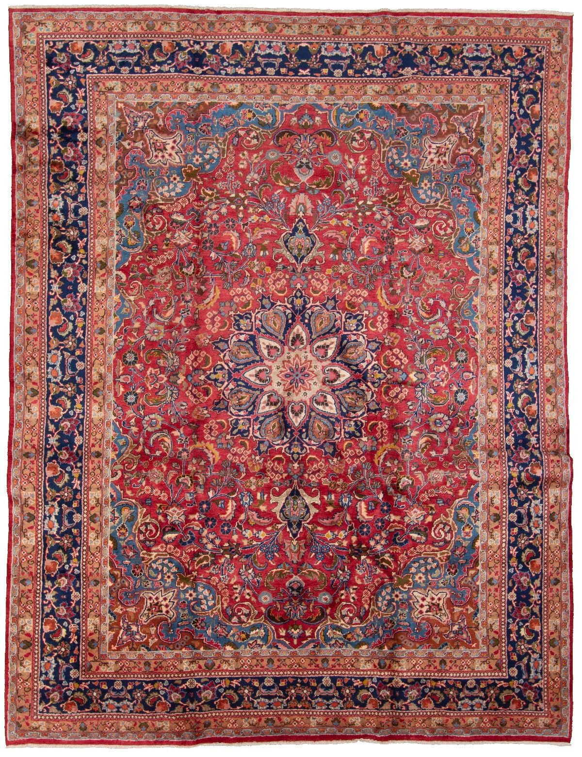 Hand-knotted Sabzevar  Wool Rug 9'9" x 12'10" Size: 9'9" x 12'10"  