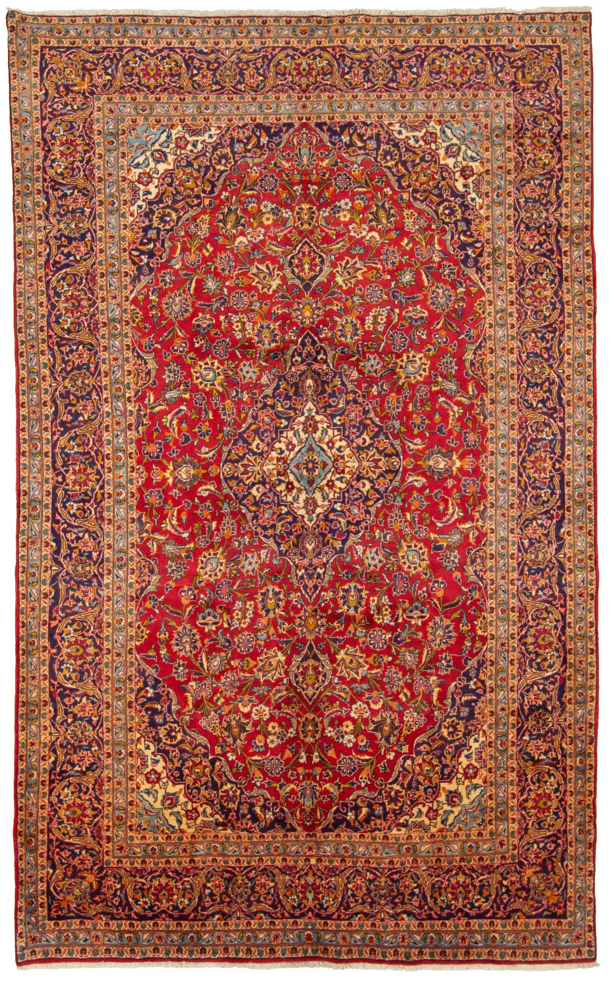 Hand-knotted Kashan  Wool Rug 8'1" x 13'0" Size: 8'1" x 13'0"  